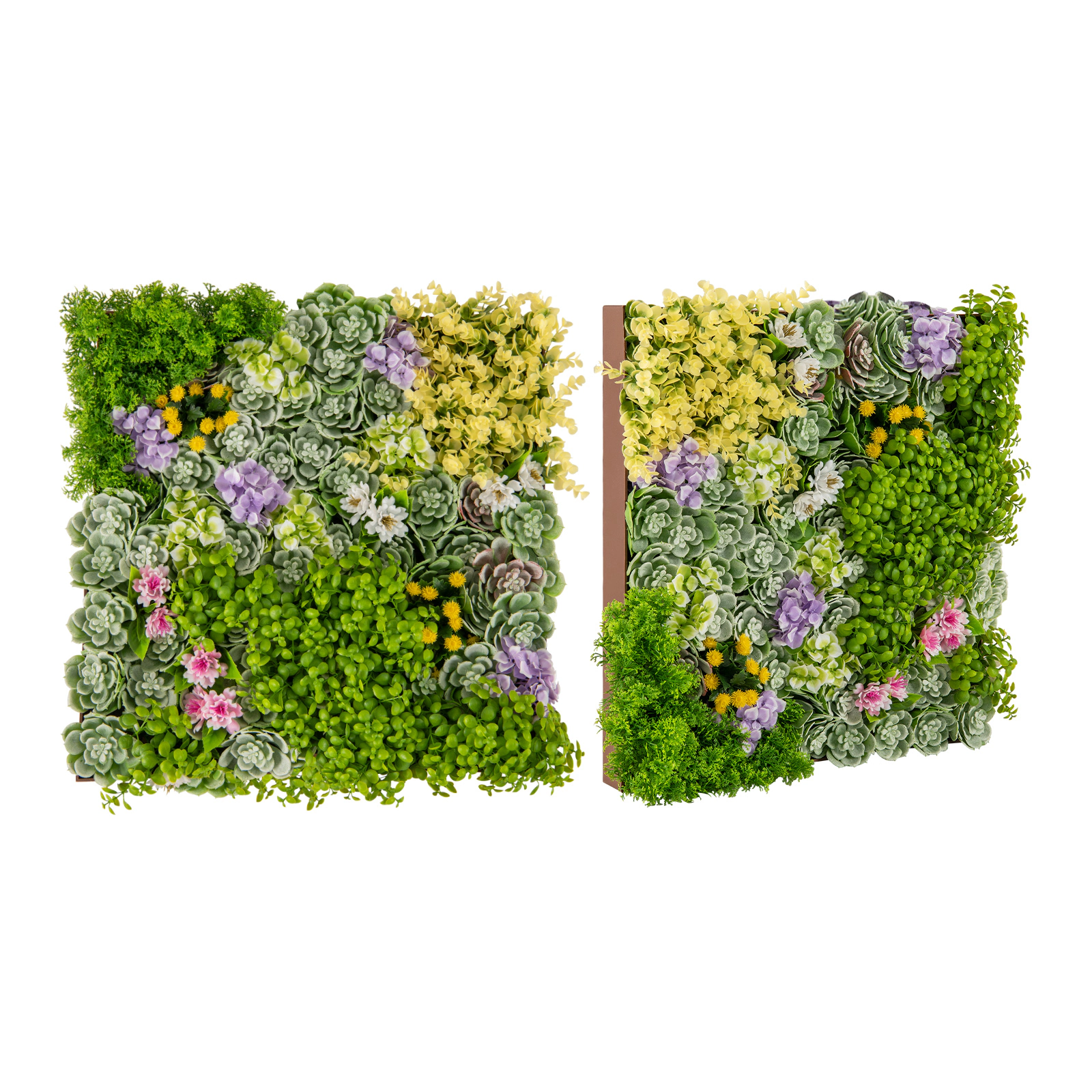 SUGIFT 3D Hanging Succulent Wall Panel 20 x 20 in with 10 Mixed Faux Plants PE Green and Brown for Balcony Home