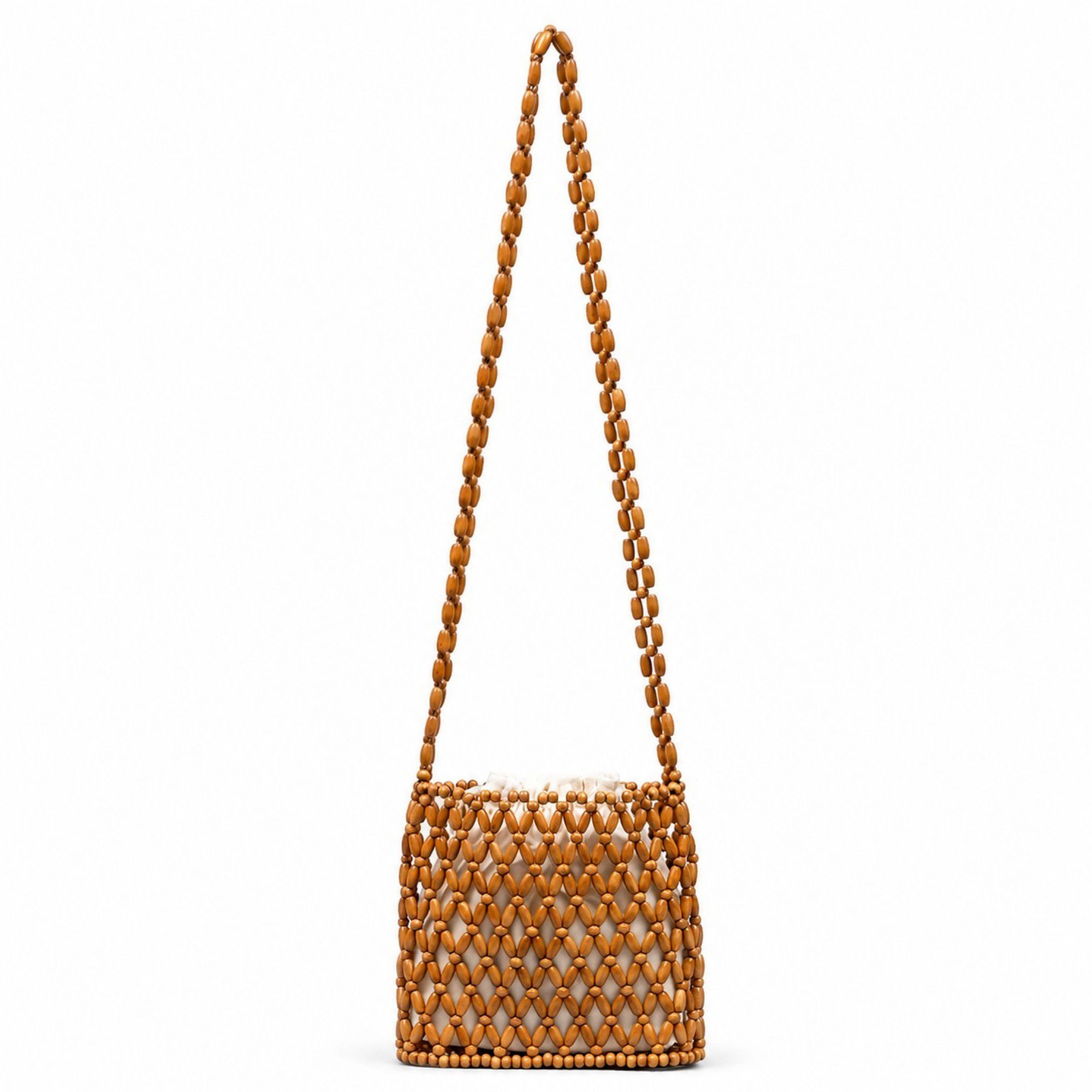 Alilang Women's Hand-Crafted Wooden Beaded Crossbody Bag for Women - Lightweight Geometric Pattern Purse
