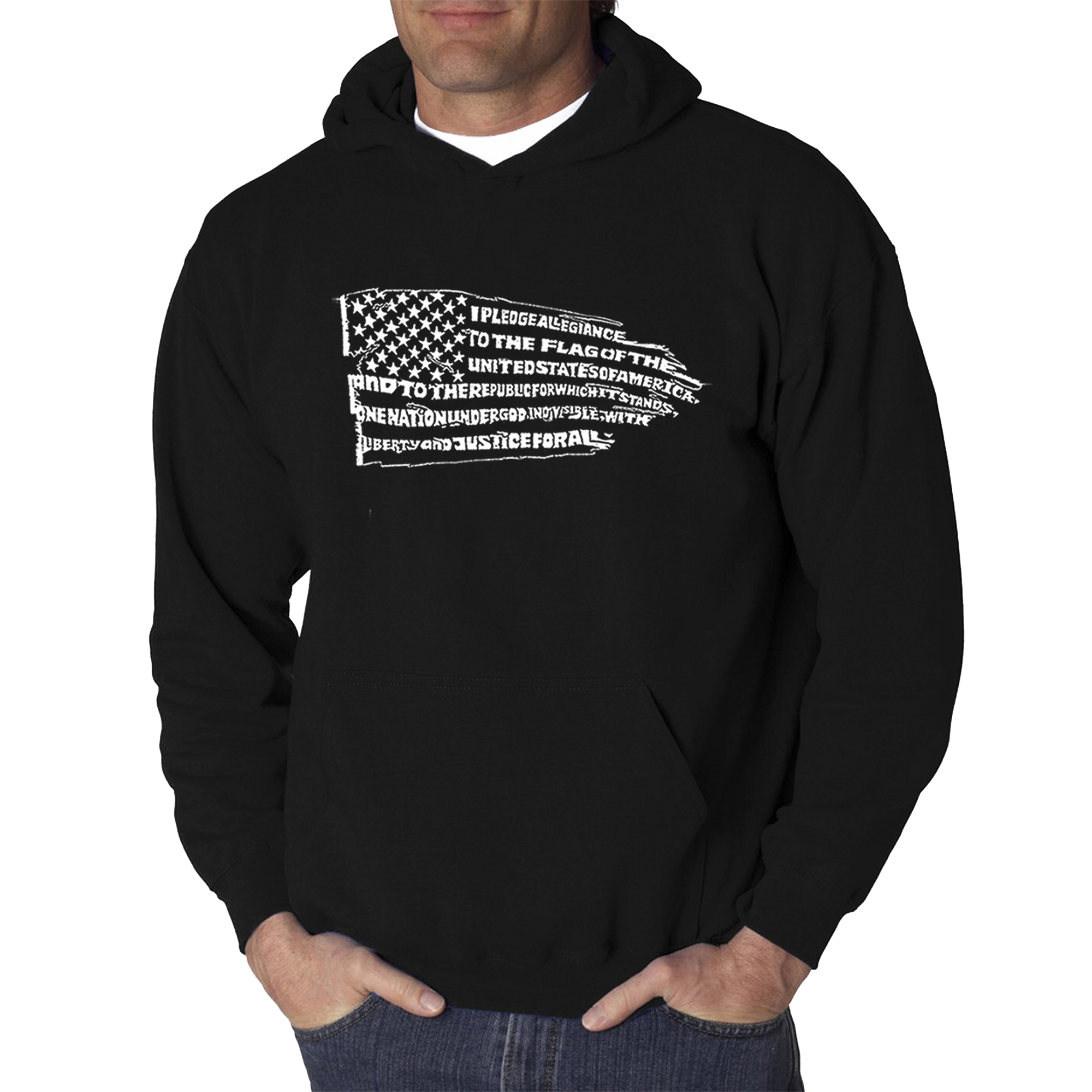 LA Pop Art Pledge of Allegiance Flag - Men's Word Hooded Sweatshirt