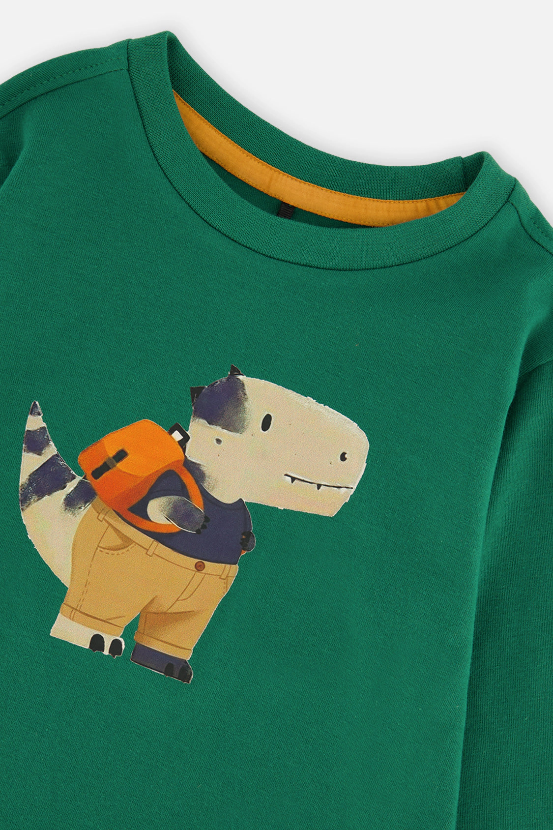 Deux par Boys Long Sleeve Organic Cotton Dino Appliqué T-Shirt