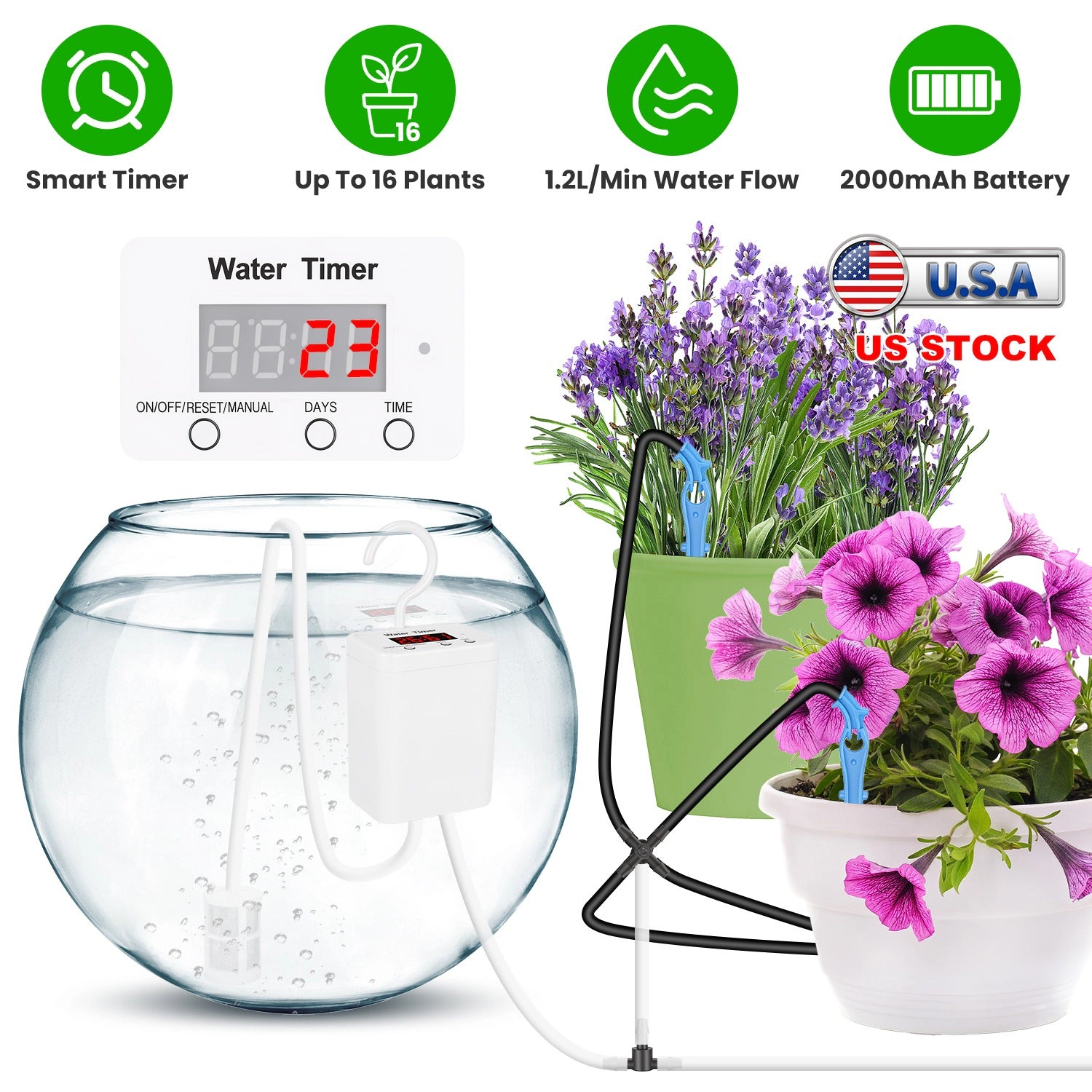 GBruno Automatic Plant Watering System With LCD Display