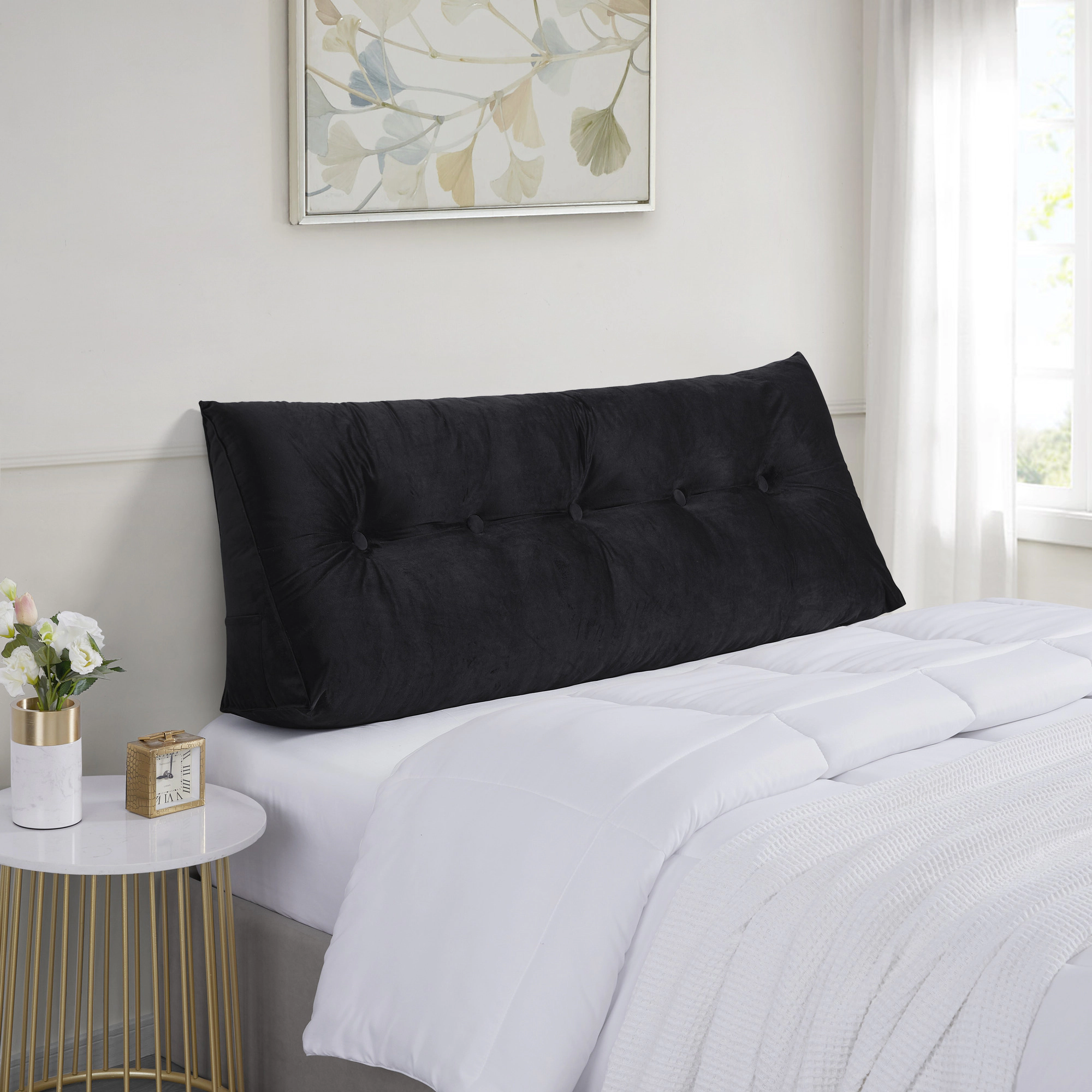 Sweet Home Collection Bed Wedge and Gap Filler Pillow for Headboard with Side Pockets