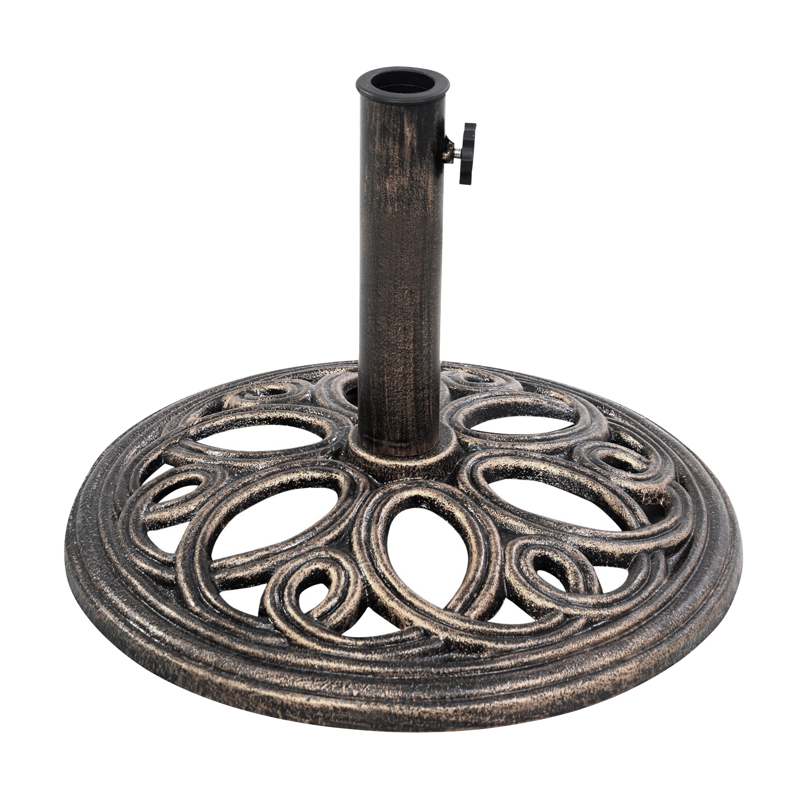 Slickblue Bronze Cast Iron Market Umbrella Base for Outdoor Dining and Seating Areas