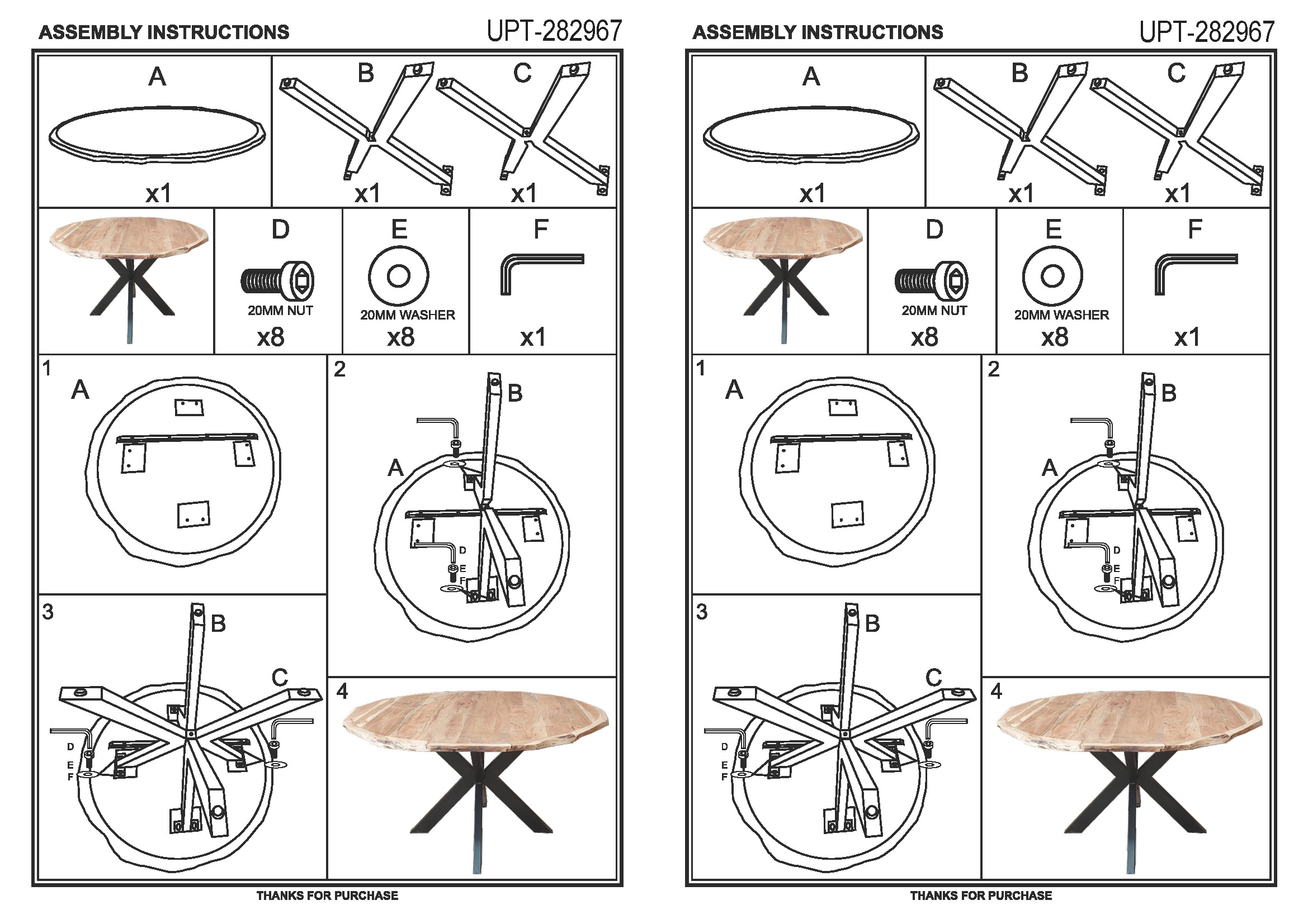 The Urban Port 41 Inch Handcrafted Live Edge Round Dining Table with a Natural Brown Acacia Wood Top and Black Iron Legs