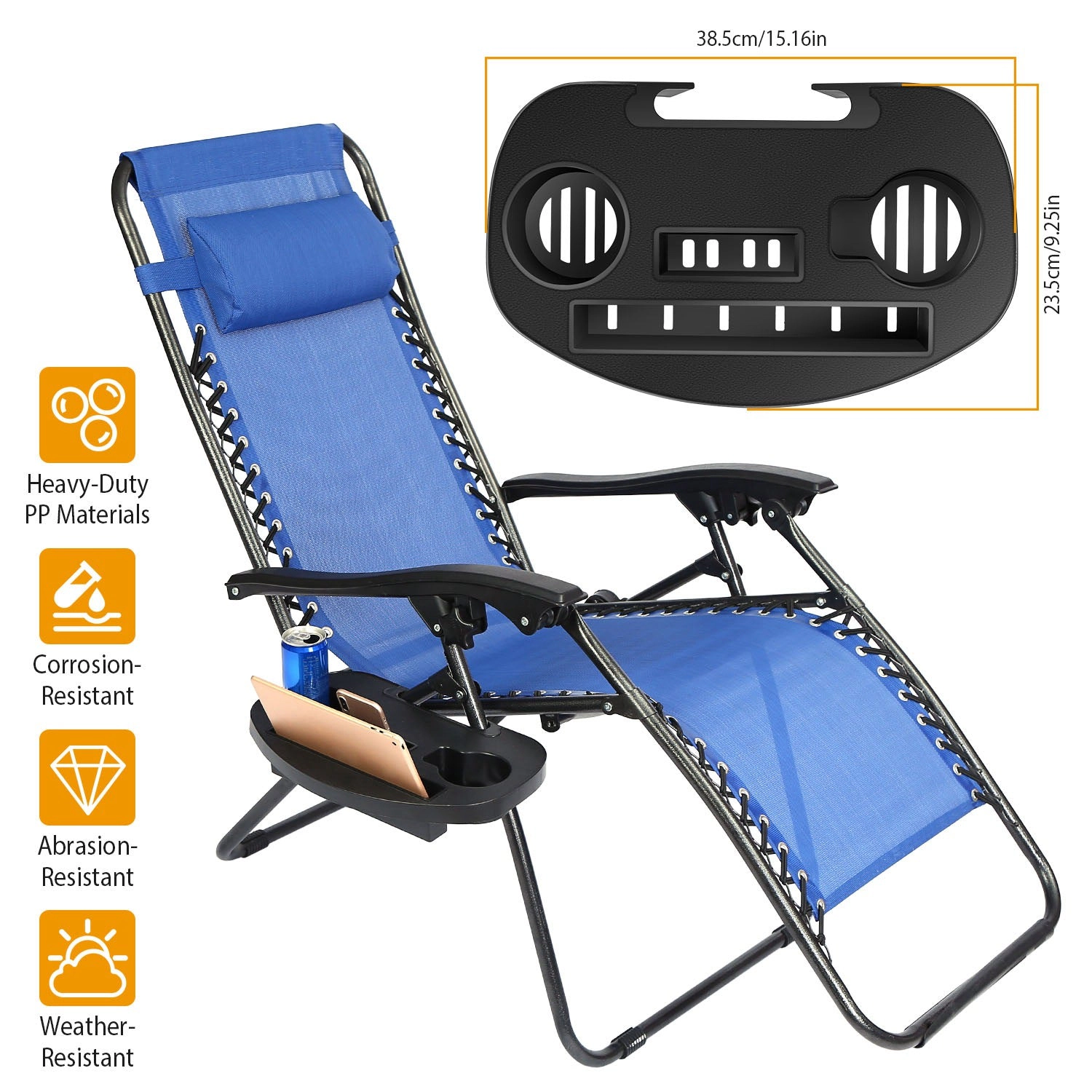 GBruno Clip-On Zero Gravity Chair Side Tray