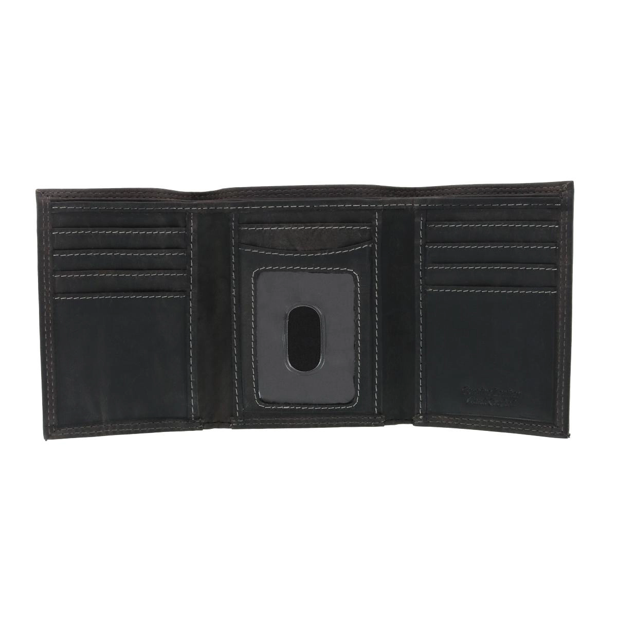 CTM Men's Leather Contrast Stitch Trifold Wallet