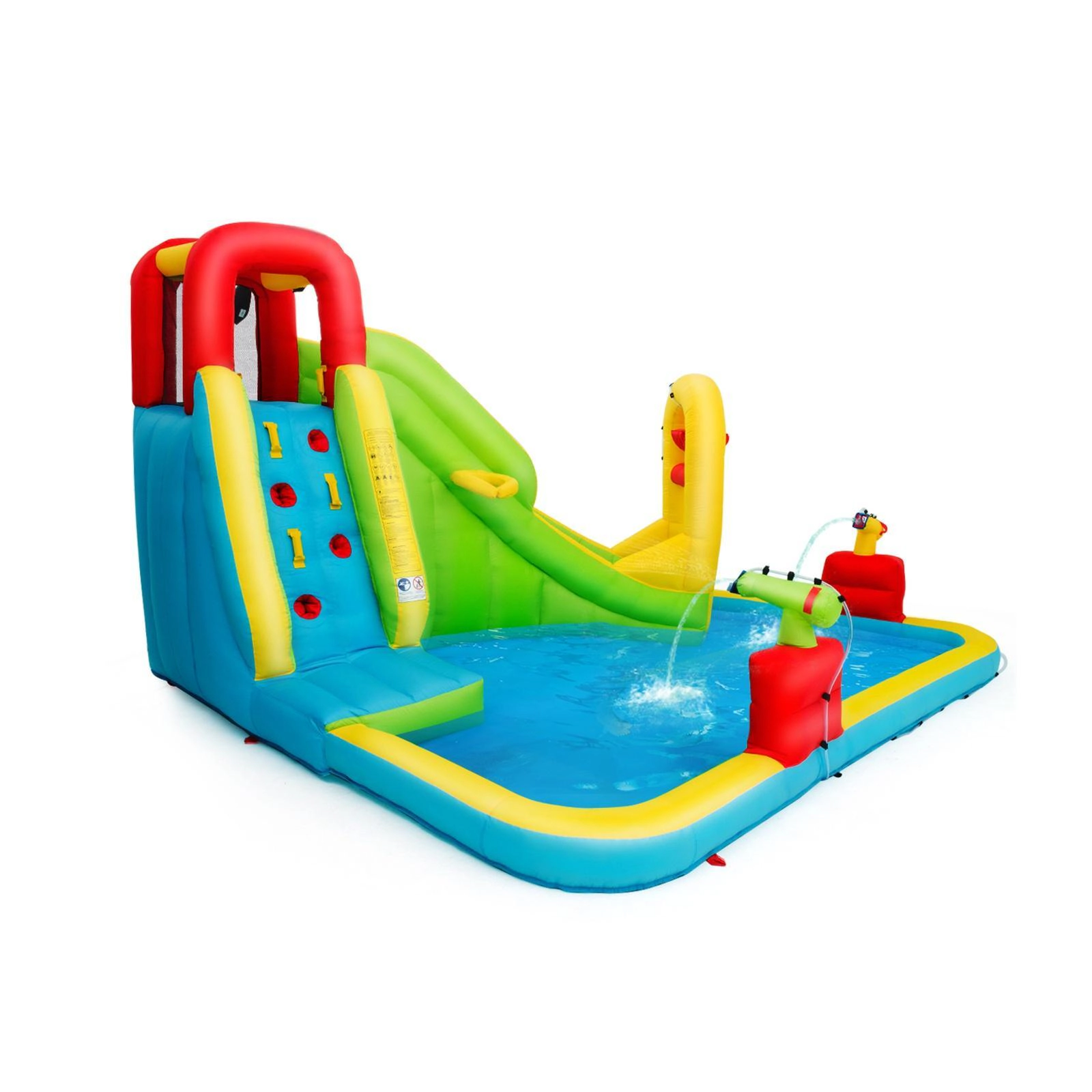 SUGIFT 6-in-1 Inflatable Water Slide Park with Splash Pool and Dual Water Cannons 200-lb Capacity Ages 3-12 Multi-color