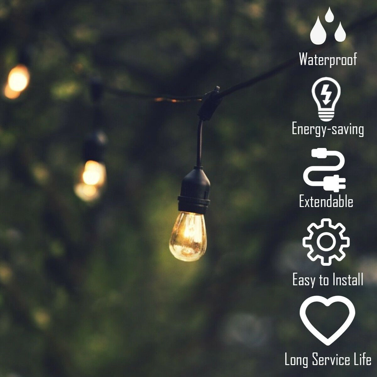 Slickblue Waterproof Outdoor Hanging Lights with Warm White Glow