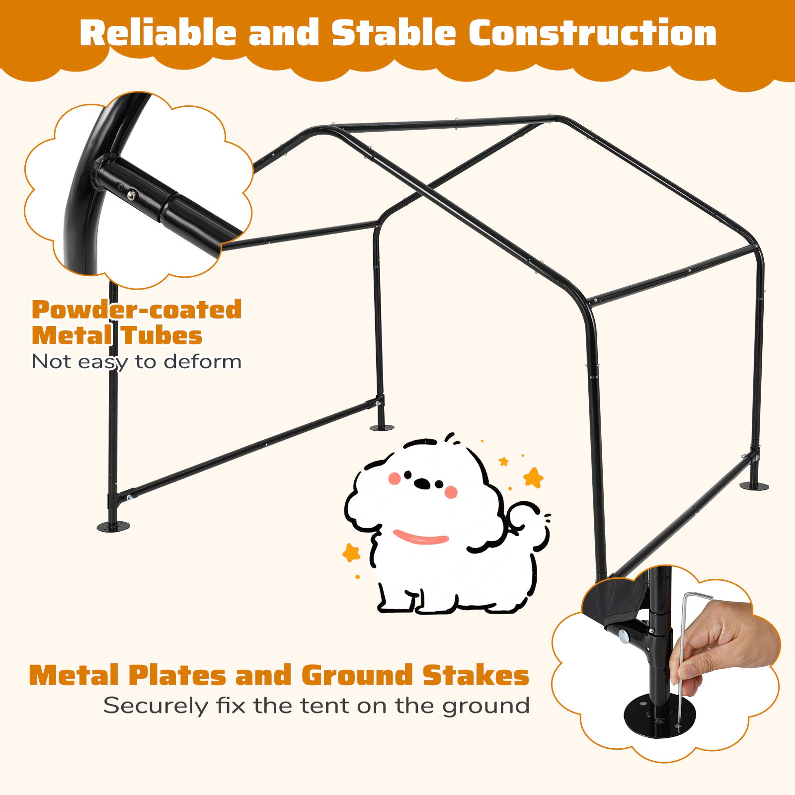 SUGIFT Outdoor Dog Shade Shelter Pet Feeding Area Cover PU Coated 420D Oxford 51 x 46.5 x 42.5-in 13.5-lb Black/Gray