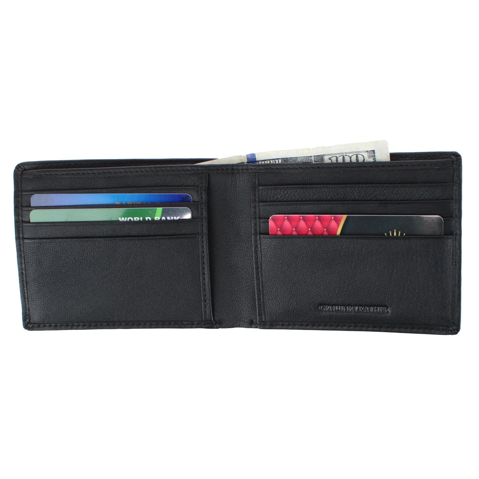 CTM Men's Leather American Flag Embossed Bifold Wallet