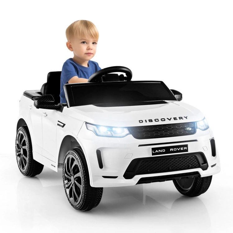 SUGIFT 12V Kids Ride On Car with Remote Control Slow Start System LED Lights 55-lb Capacity Ages 3-6 42.5-in Long White