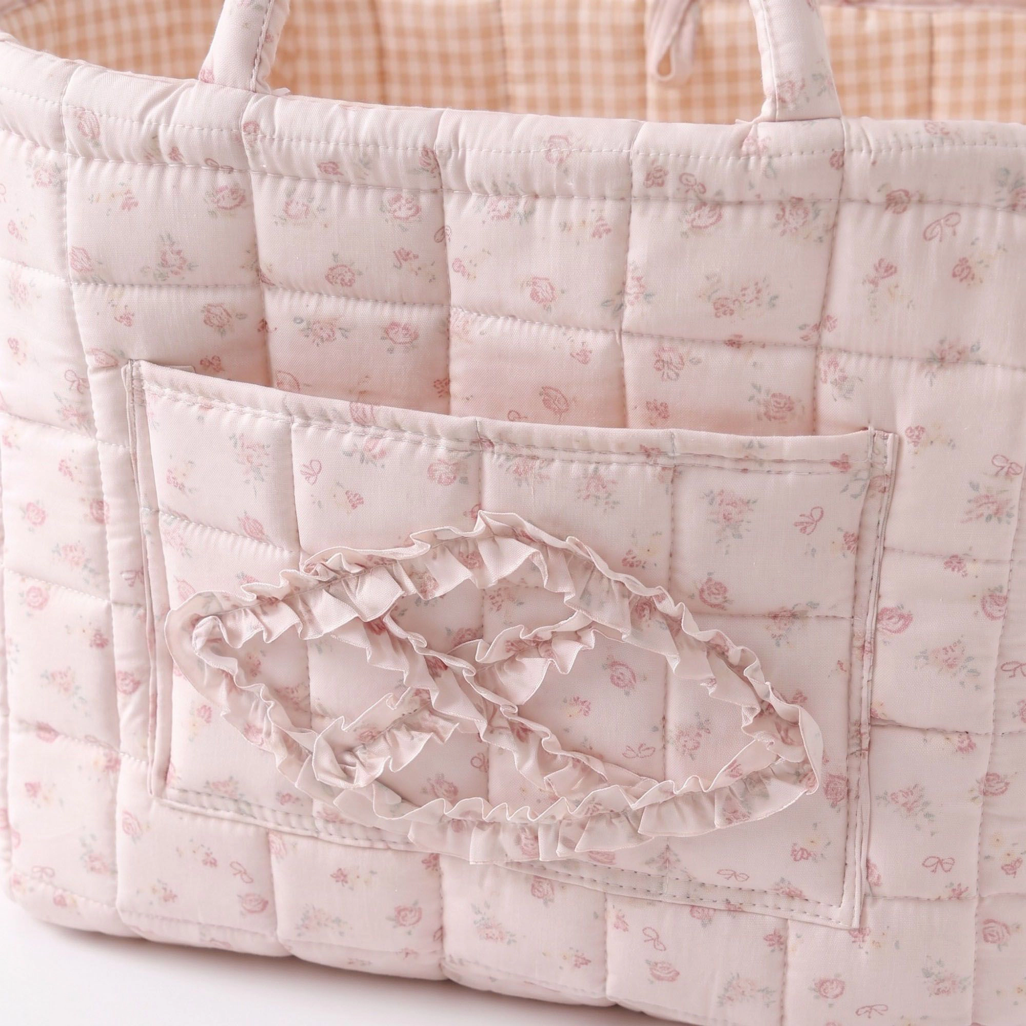 Alilang Unisex Floral Quilted Fabric Storage Tote with Handles and Pocket