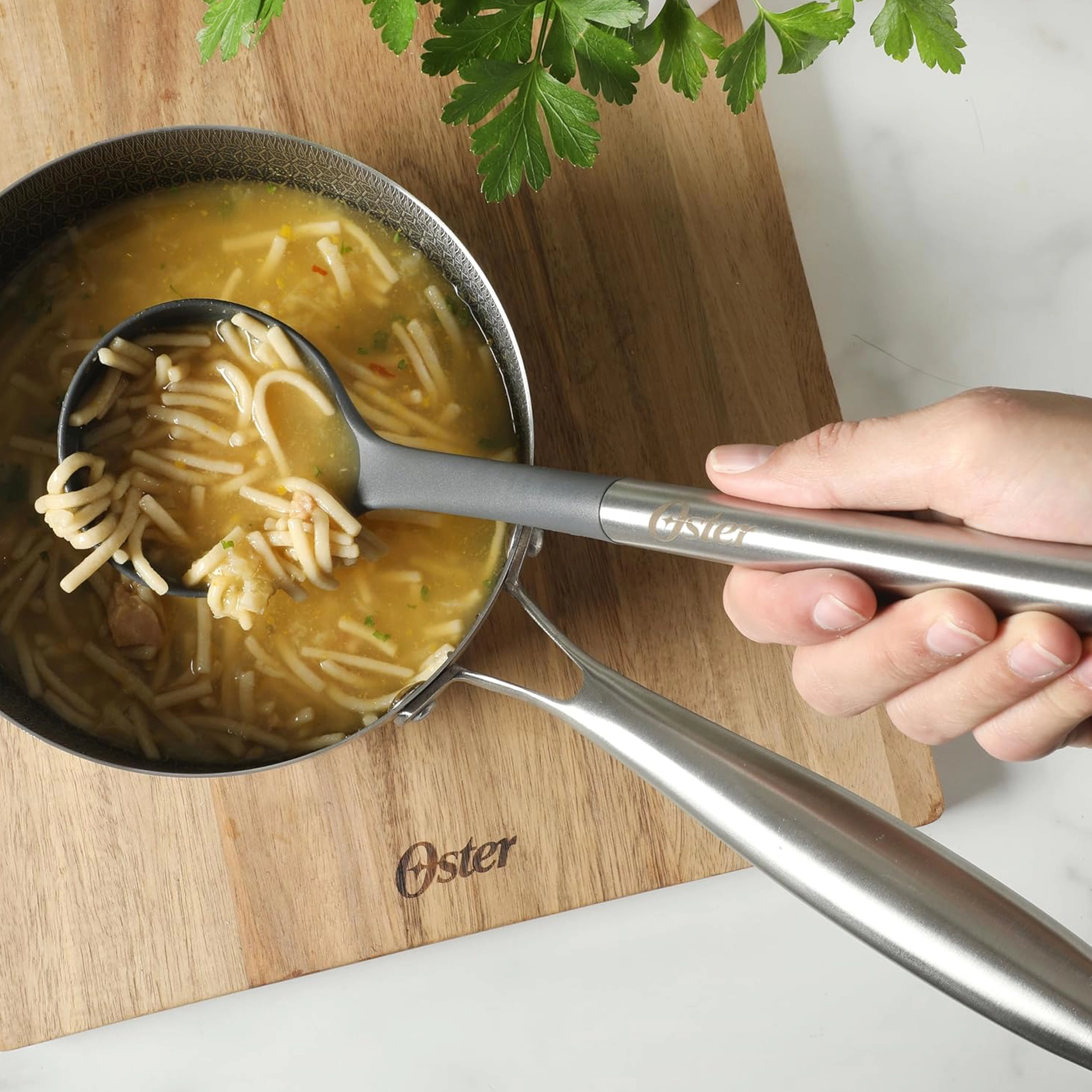 Oster Chadswyck 13 Inch Nylon Ladle With Stainless Steel Handle in Silver