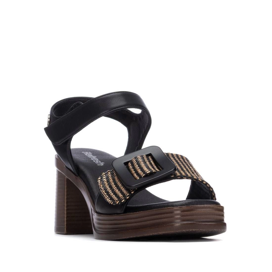 XTI PU Ankle-Strap Open-Toe Sandals Block Heel