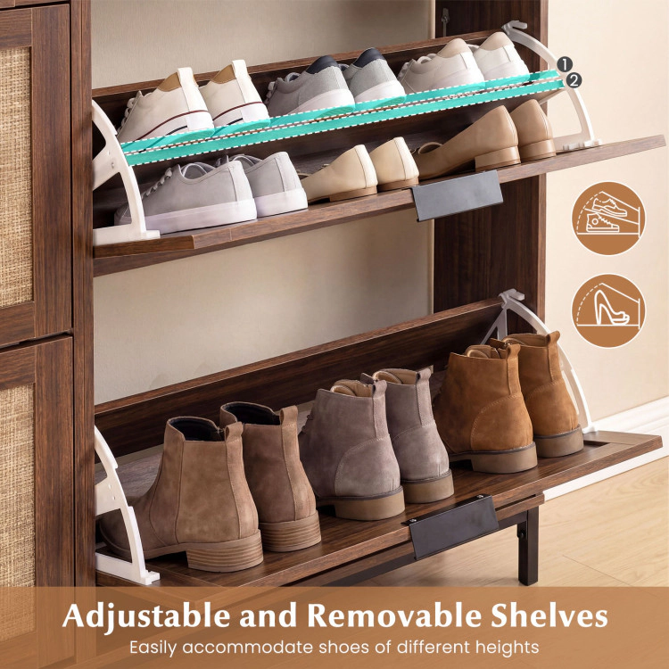 Hivvago Shoe Storage Cabinet with 4 Flip Drawers Narrow Freestanding Organizer Adjustable Shelves