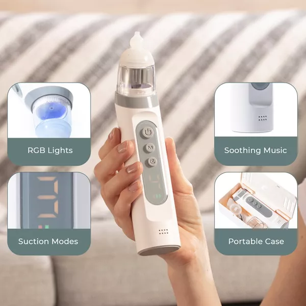 Sperric Electric Baby Nasal Aspirator w/ Soothing Music & Light, Adjustable Suction, 3 Silicone Tips, USB‑C Rechargeable