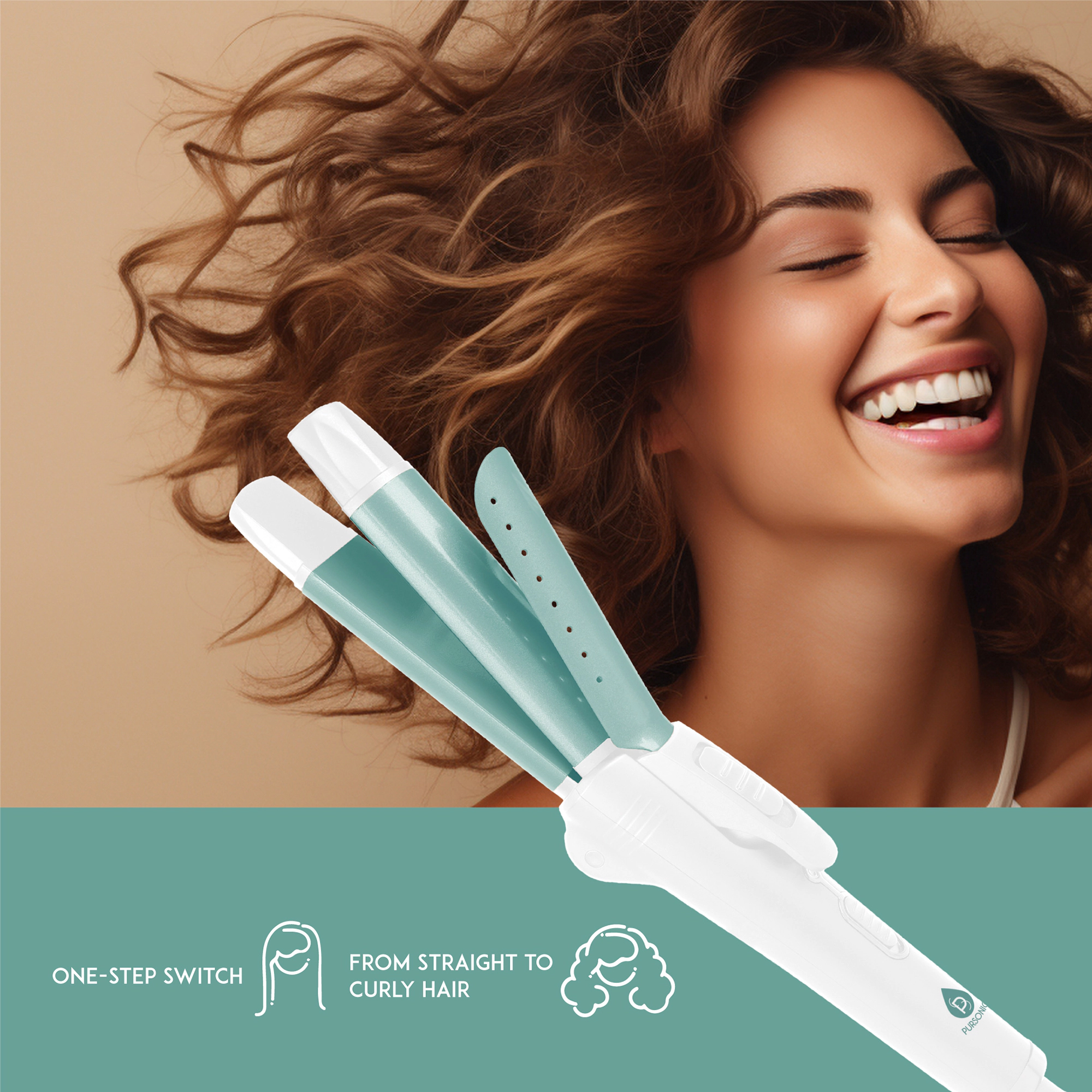 Pursonic Women's 2-in-1 Ceramic Travel Hair Straightener & Curler Styling Tool