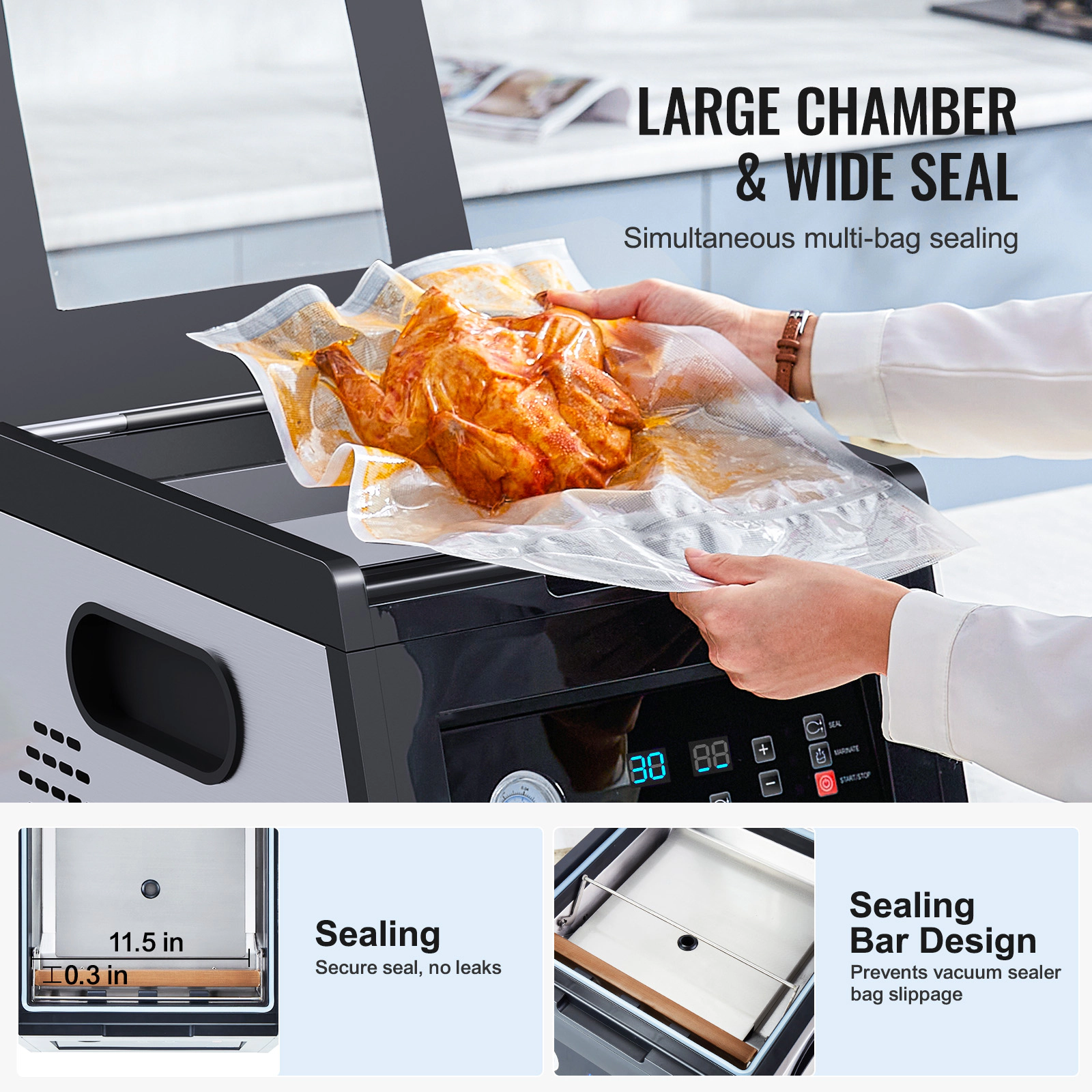HONGGE Chamber Vacuum Sealer, Packing Machine for Wet Foods, Meat, Compact