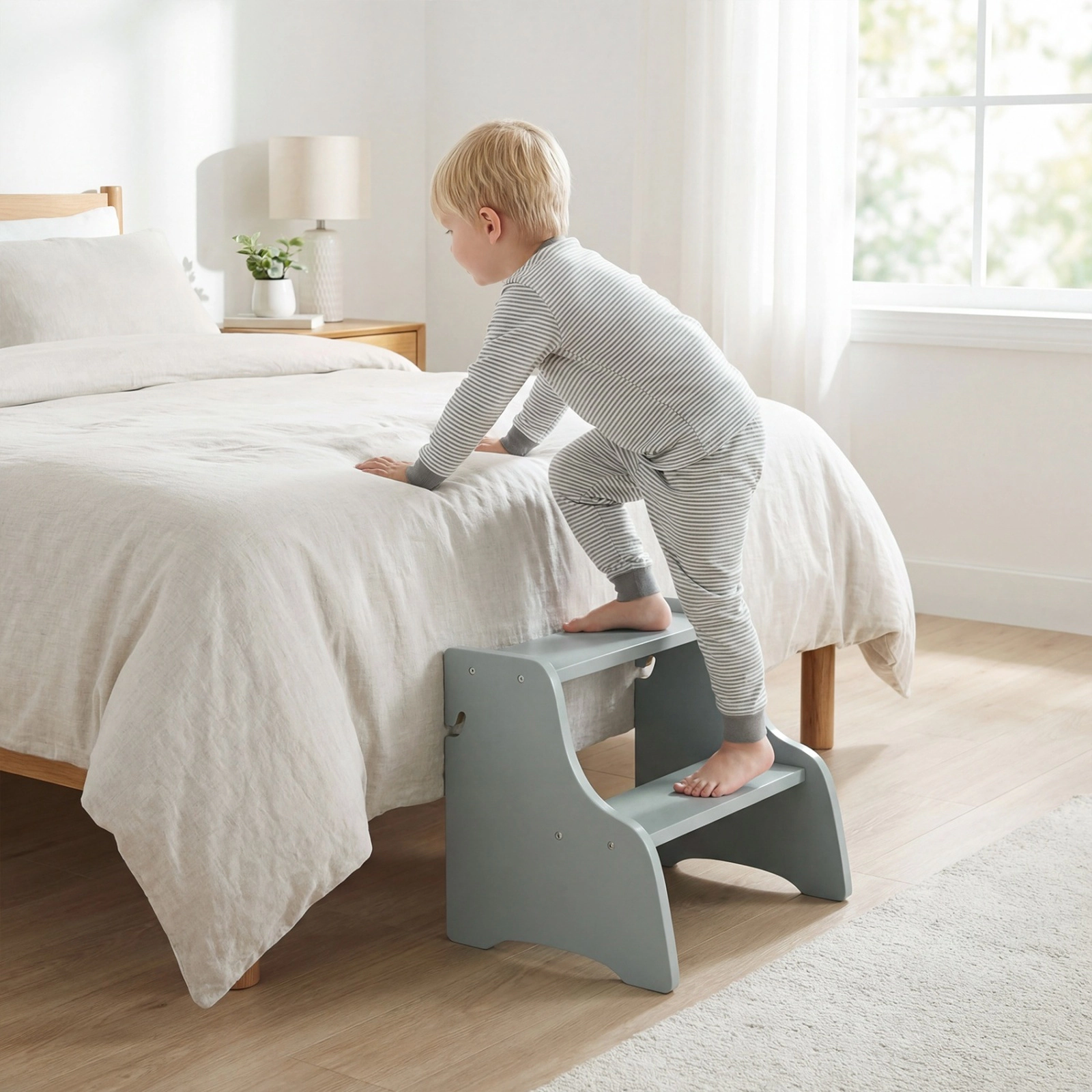 SUGIFT Foldable Toddler Standing Tower and 2-Step Stool with Chalkboards 110-lb Capacity Ages 2+ Gray/White