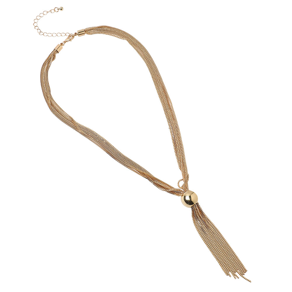 SOHI Women's The Ballchain Lariat Necklace - California Gold