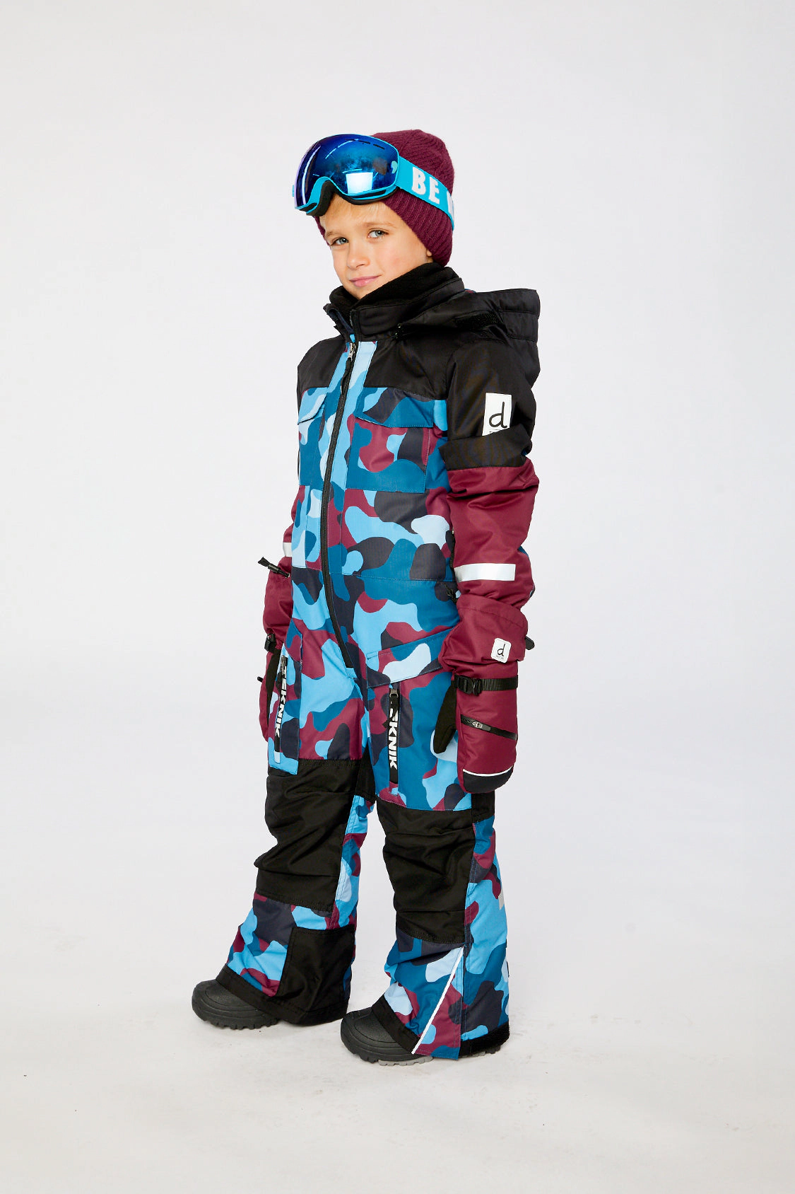 Deux par Boys One Piece Teknik Camouflage Print Hooded Snowsuit
