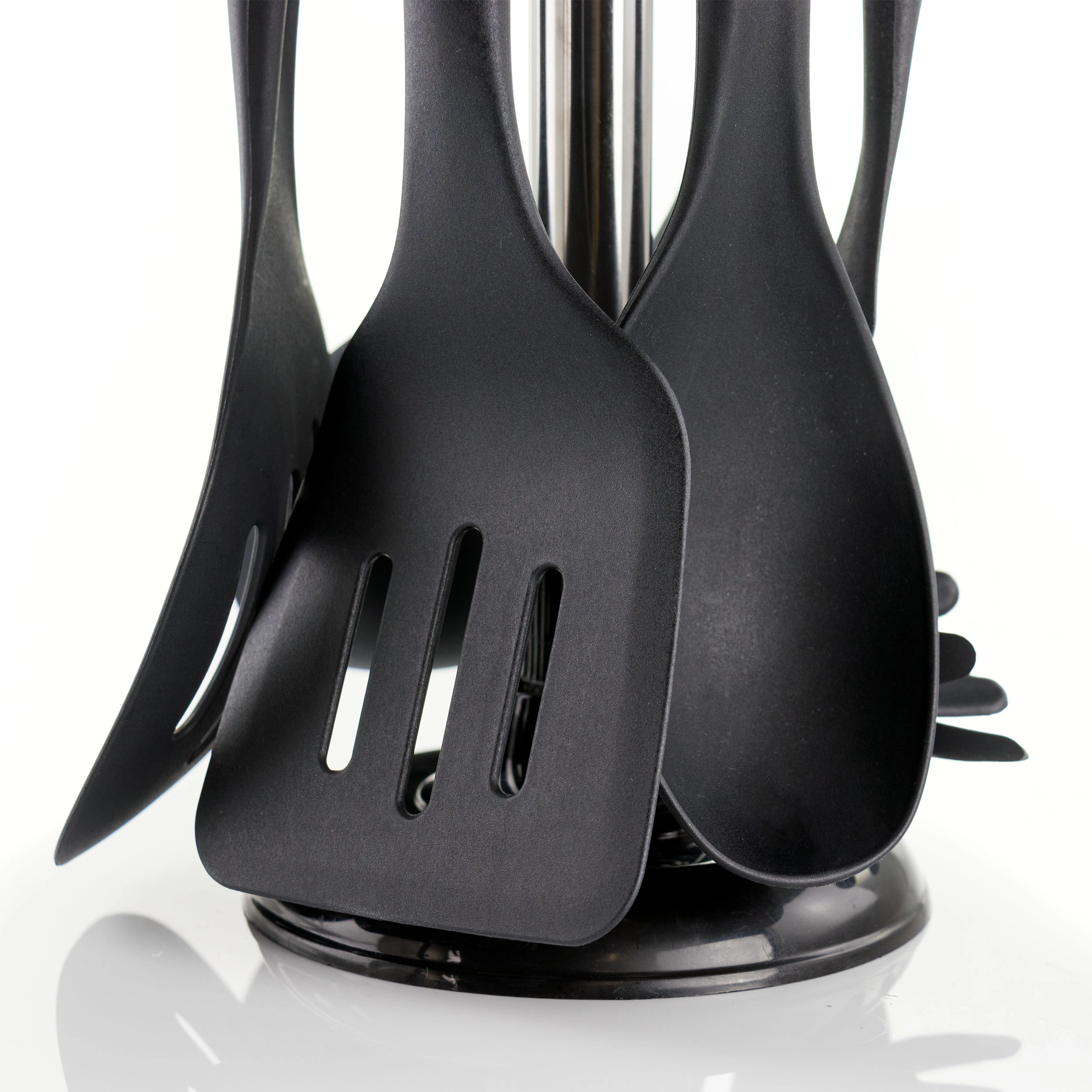 MegaChef Black Nylon Cooking Utensils with Wood Design, Set of 7