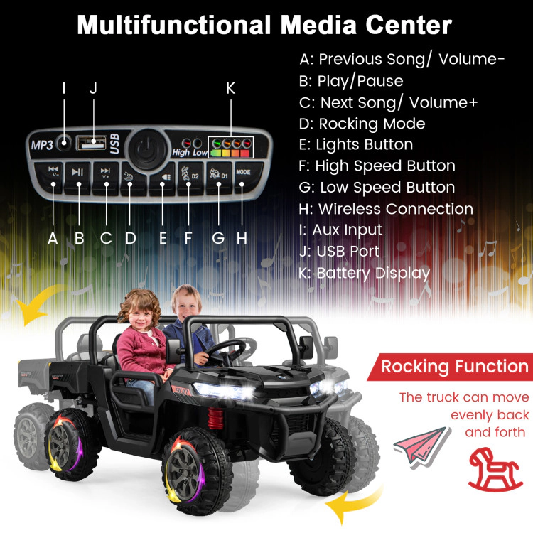 Hivvago 2-Seater Kids Ride On Dump Truck with Bed and Shovel