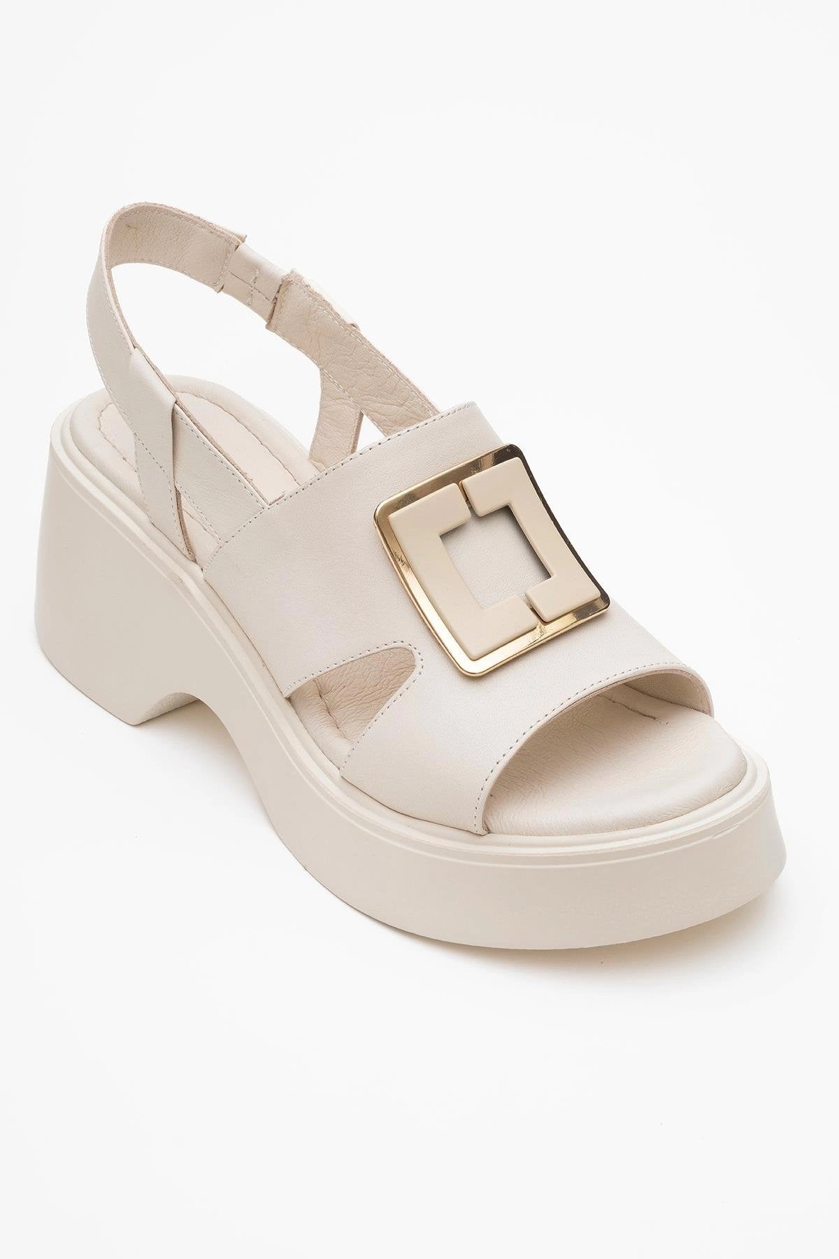 Forever & Always Womens Lucia Leather Buckle Platform Sandals