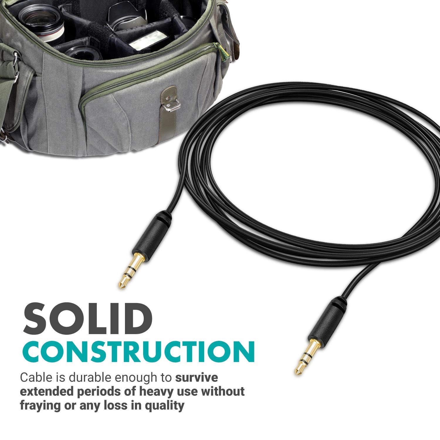 Movo MC6 Dual 3.5mm Male Stereo TRS Cable - 20-Foot Camera Patch