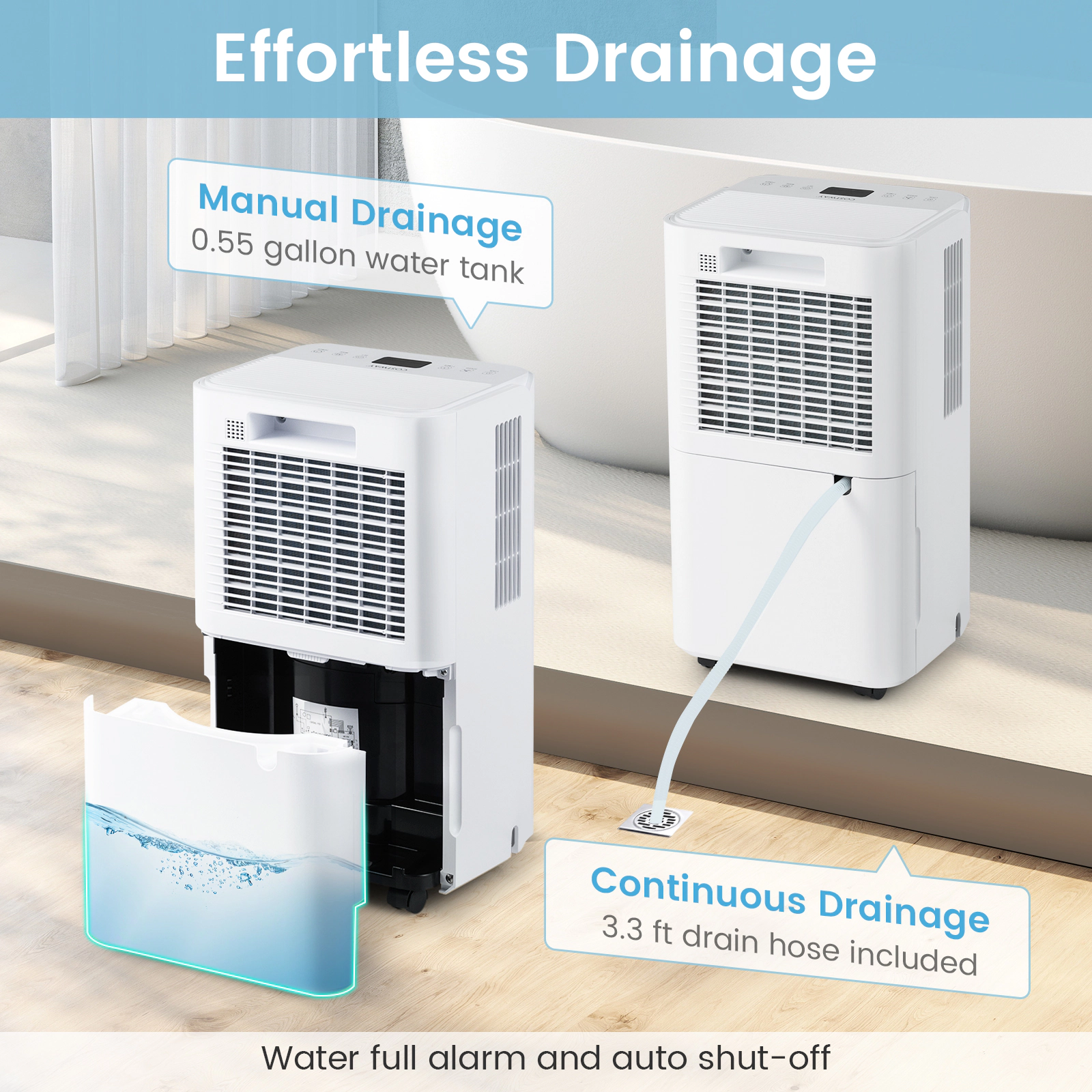 SlickBlue White 32 Pint Dehumidifier for 2000 Sq Ft with Smart LED Control