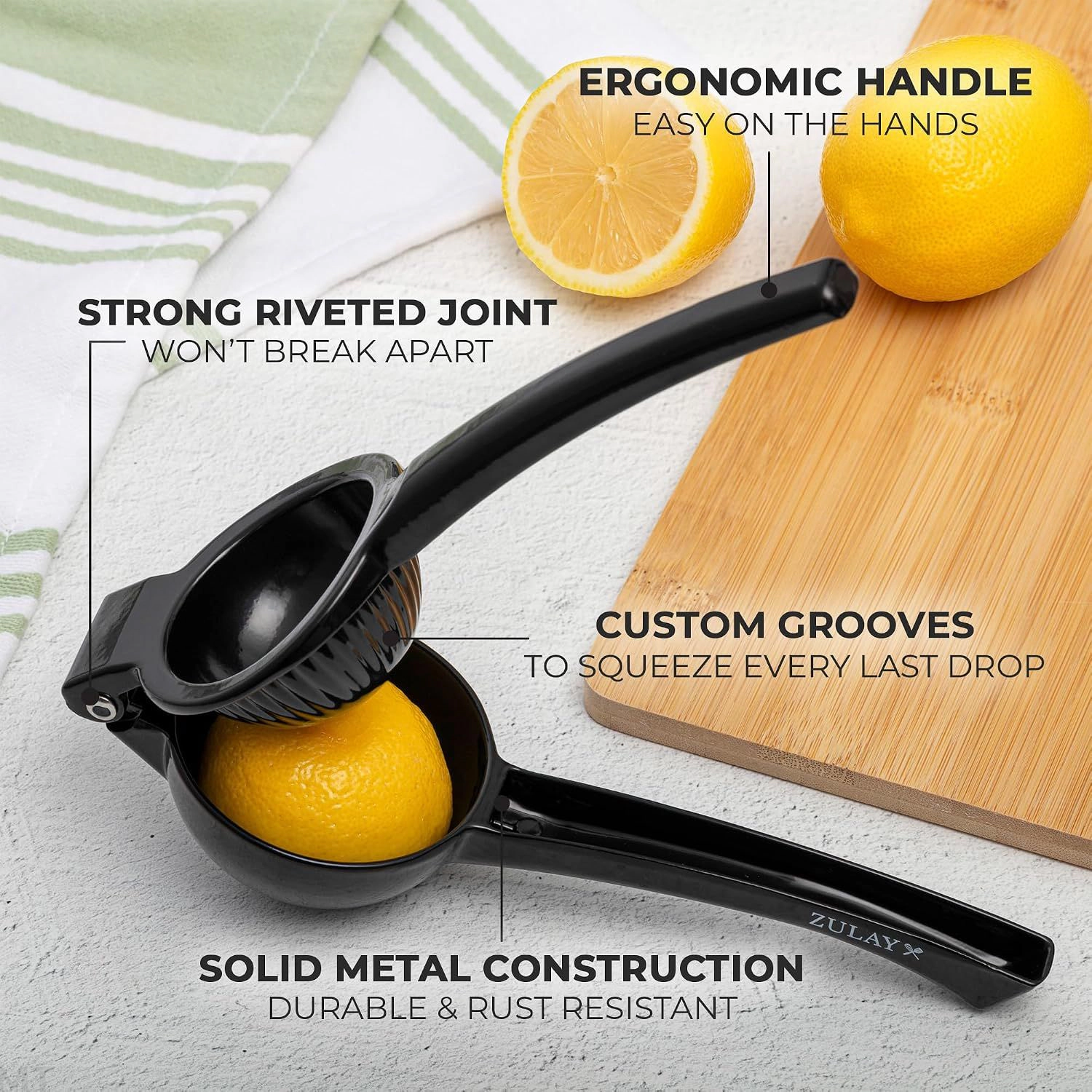 Zulay Kitchen Metal Lime Squeezer – Heavy-Duty Citrus Juicer for Maximum Juice Extraction