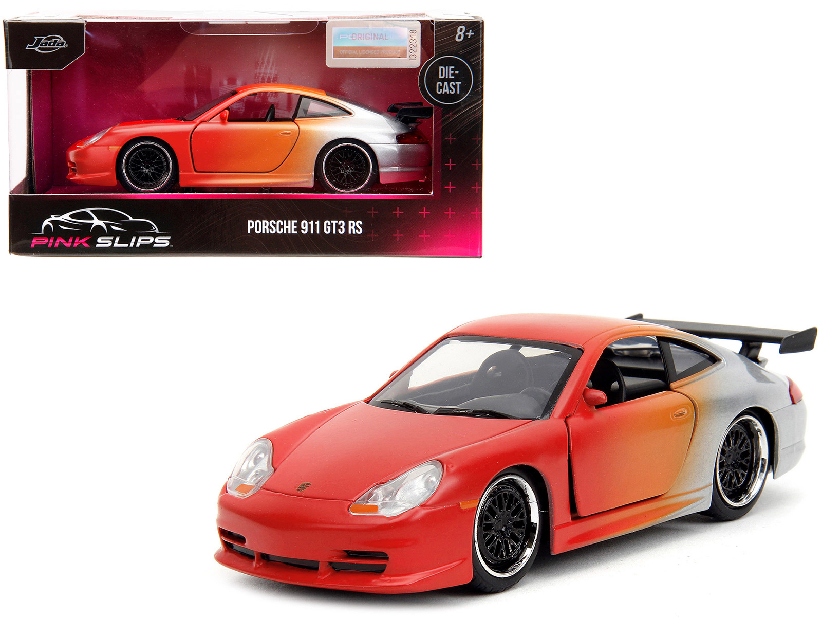 Jada Porsche 911 GT3 RS Matt Orange and Silver Metallic "Pink Slips" Series 1/32 Diecast Model Car by Jada