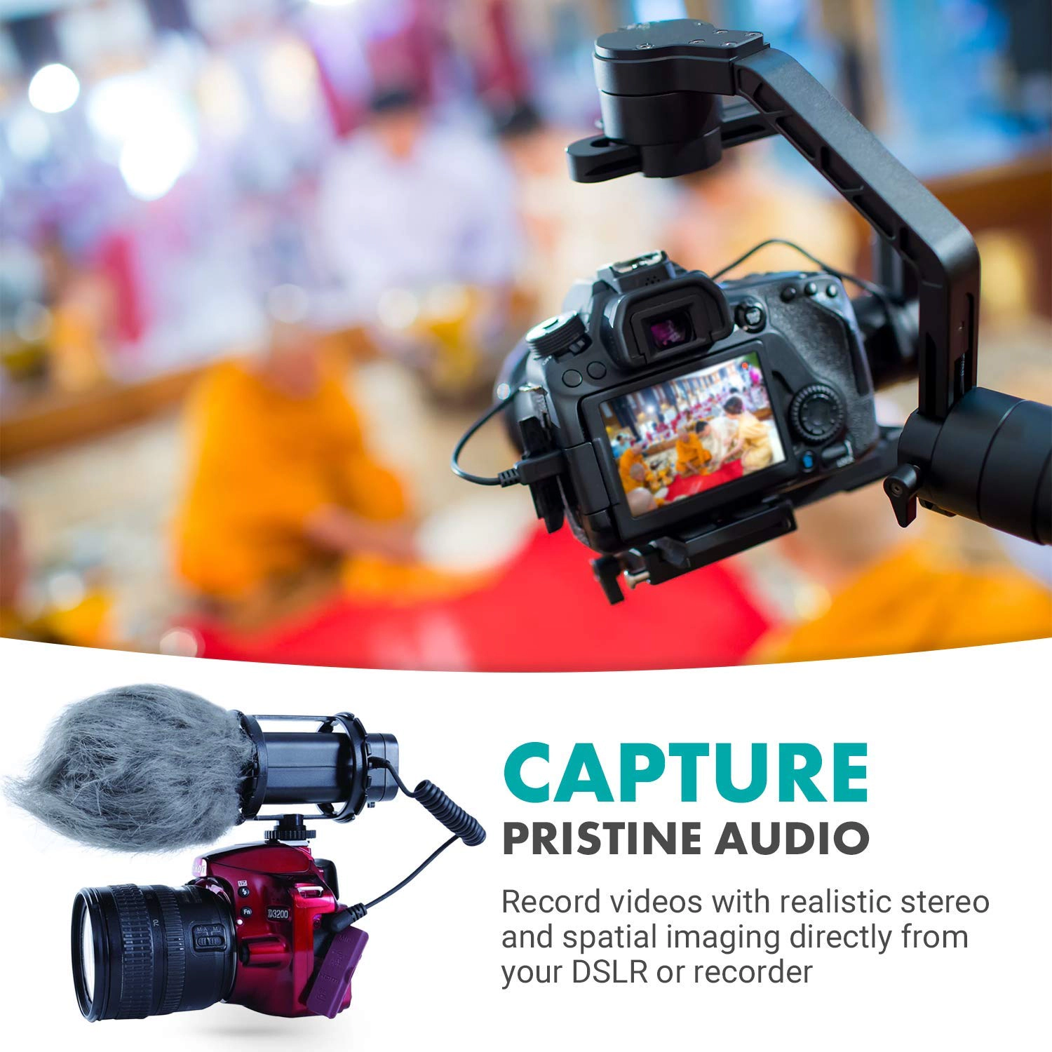 Movo VXR300 X/Y Stereo Condenser Video Microphone Compatible with DSLR Cameras Camcorders