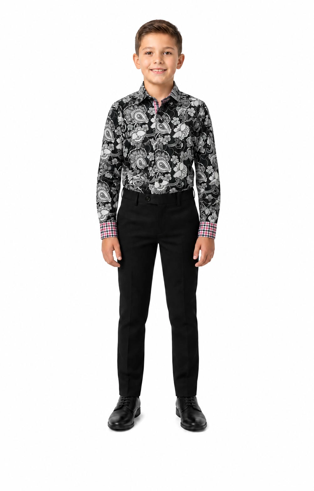 Elie Balleh Boys Slim Fit Paisley Dress Shirt
