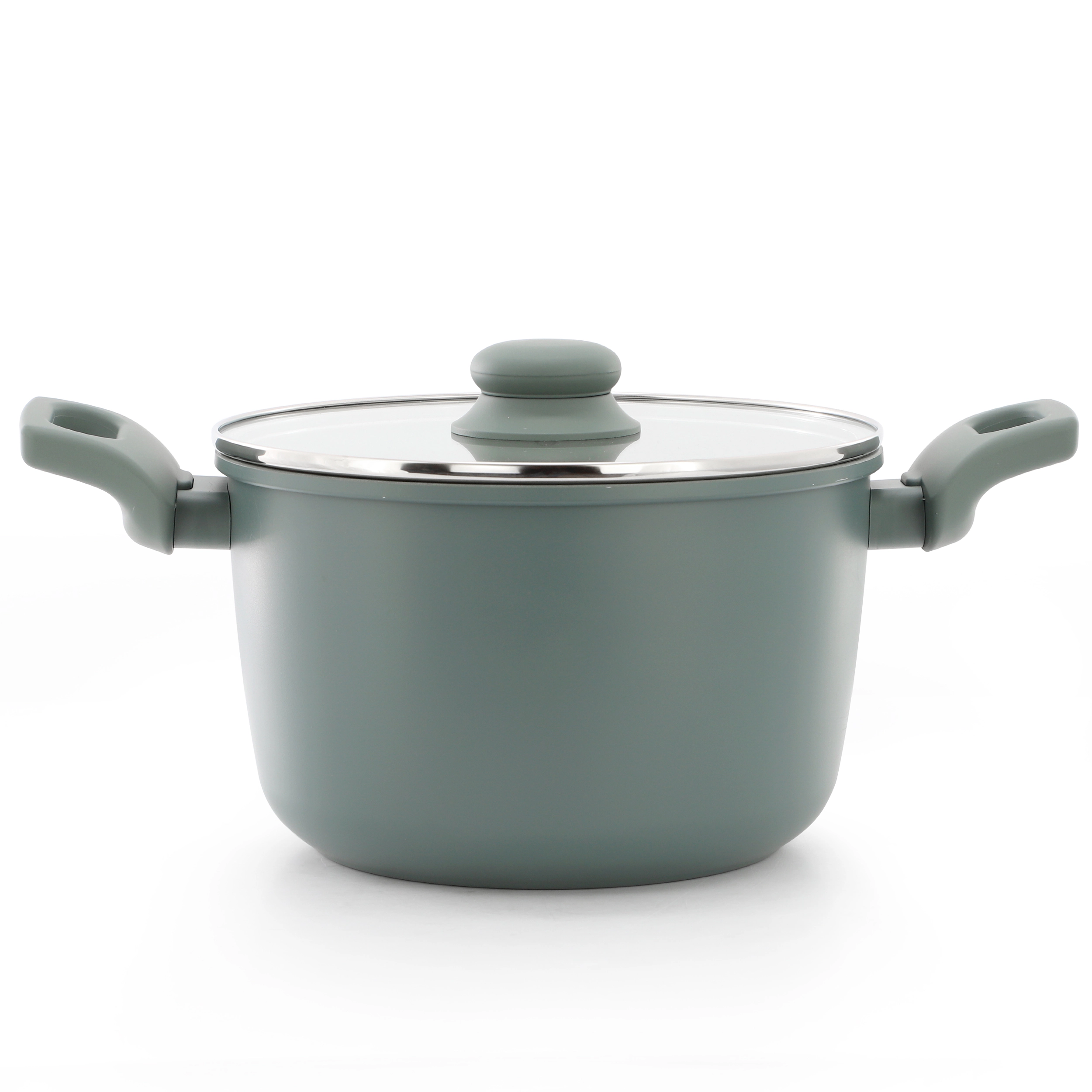 Gibson Home Barnsdall 7 Piece Ceramic Nonstick Aluminum Cookware Set in Sage Green