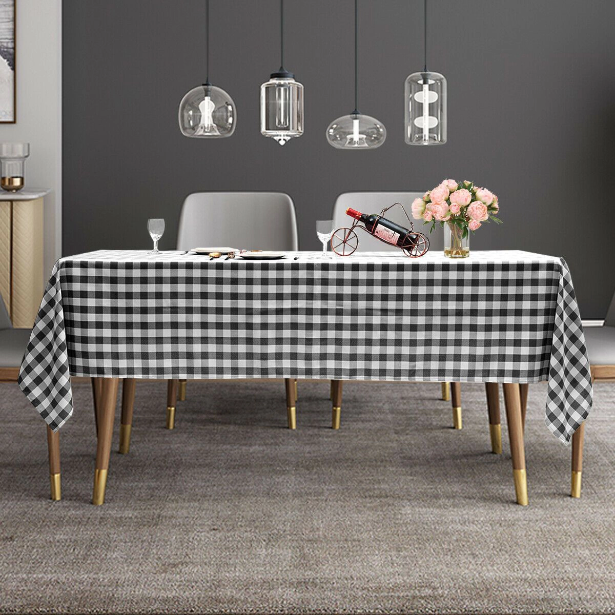 SlickBlue 10 Pieces Black Polyester Tablecloth, Machine Washable Table Cover