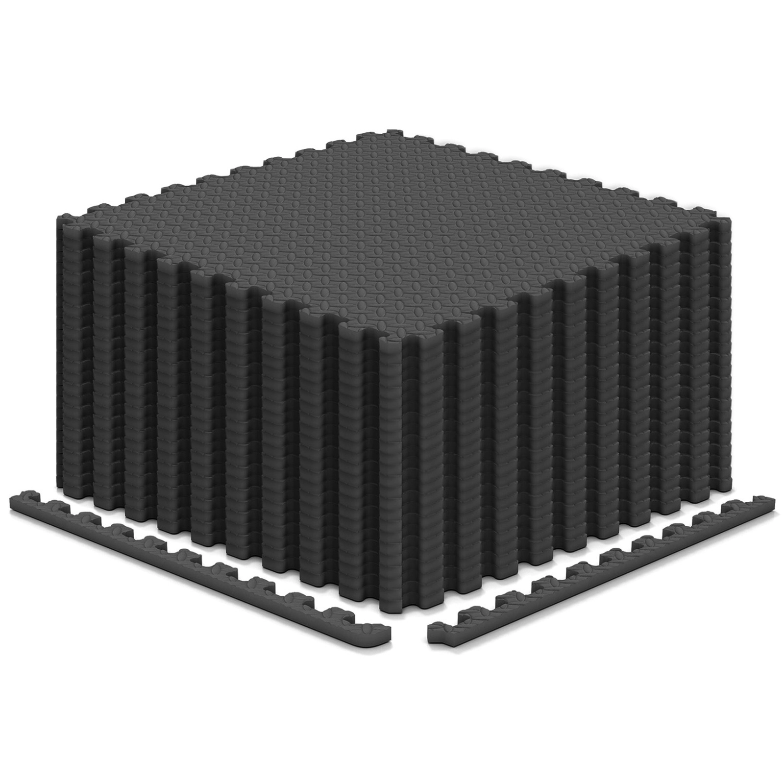 SUGIFT Black 24-Piece 25-in x 25-in 0.5-in Thick Interlocking EVA Foam Puzzle Exercise Floor Mats with Borders
