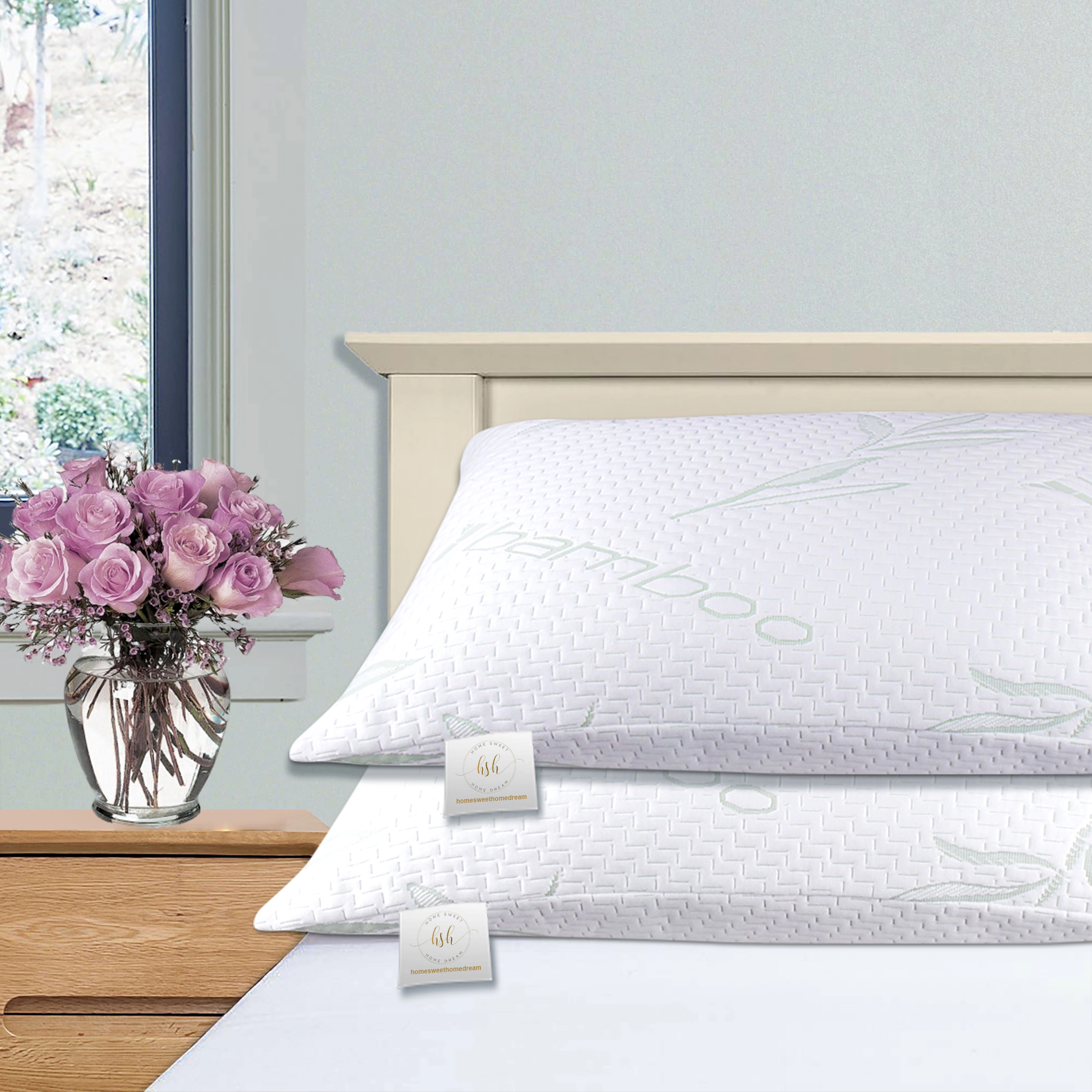 HSH Dream 2-Pack Memory Foam Pillows – Shredded Foam Cooling Viscose Medium Comfort Pillows