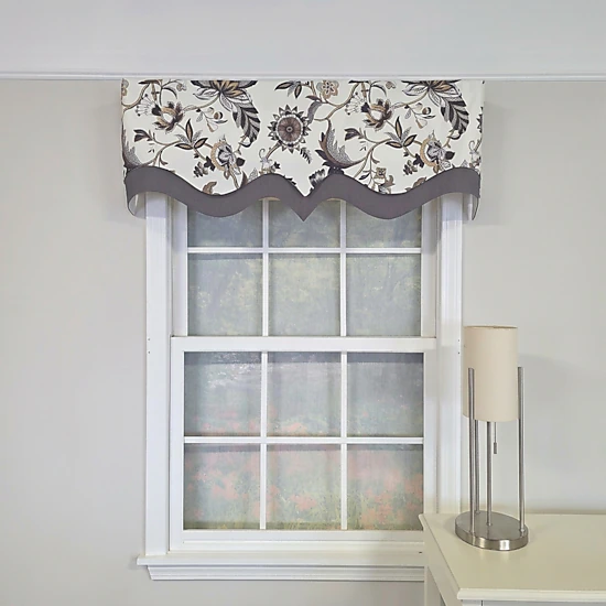 RLF Home 100% Cotton Zanzibar D-Regal  Fully lined Windows Rod Pocket Valance 50" x 17"  Gray