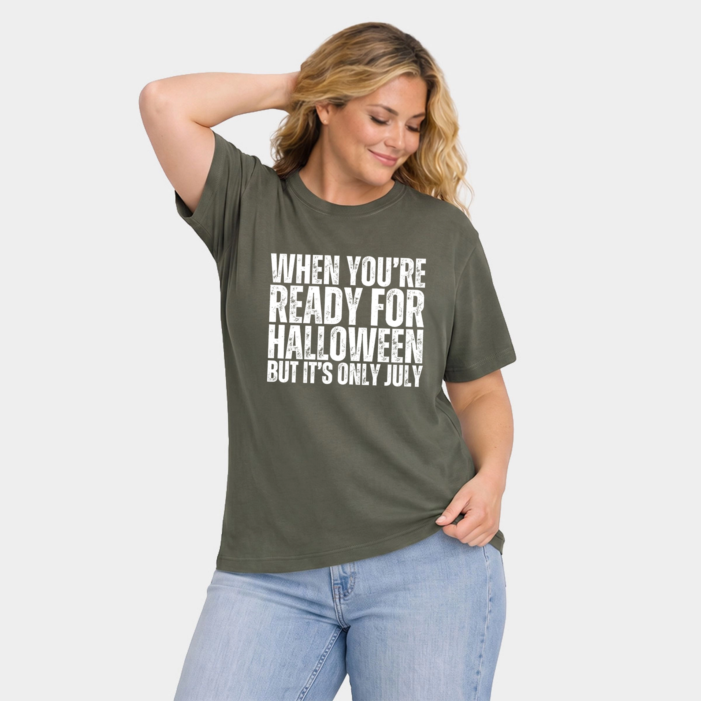 Simply Sage Market - Women's Plus Sized Garment Dyed Graphic T-Shirt When You're Ready For Halloween