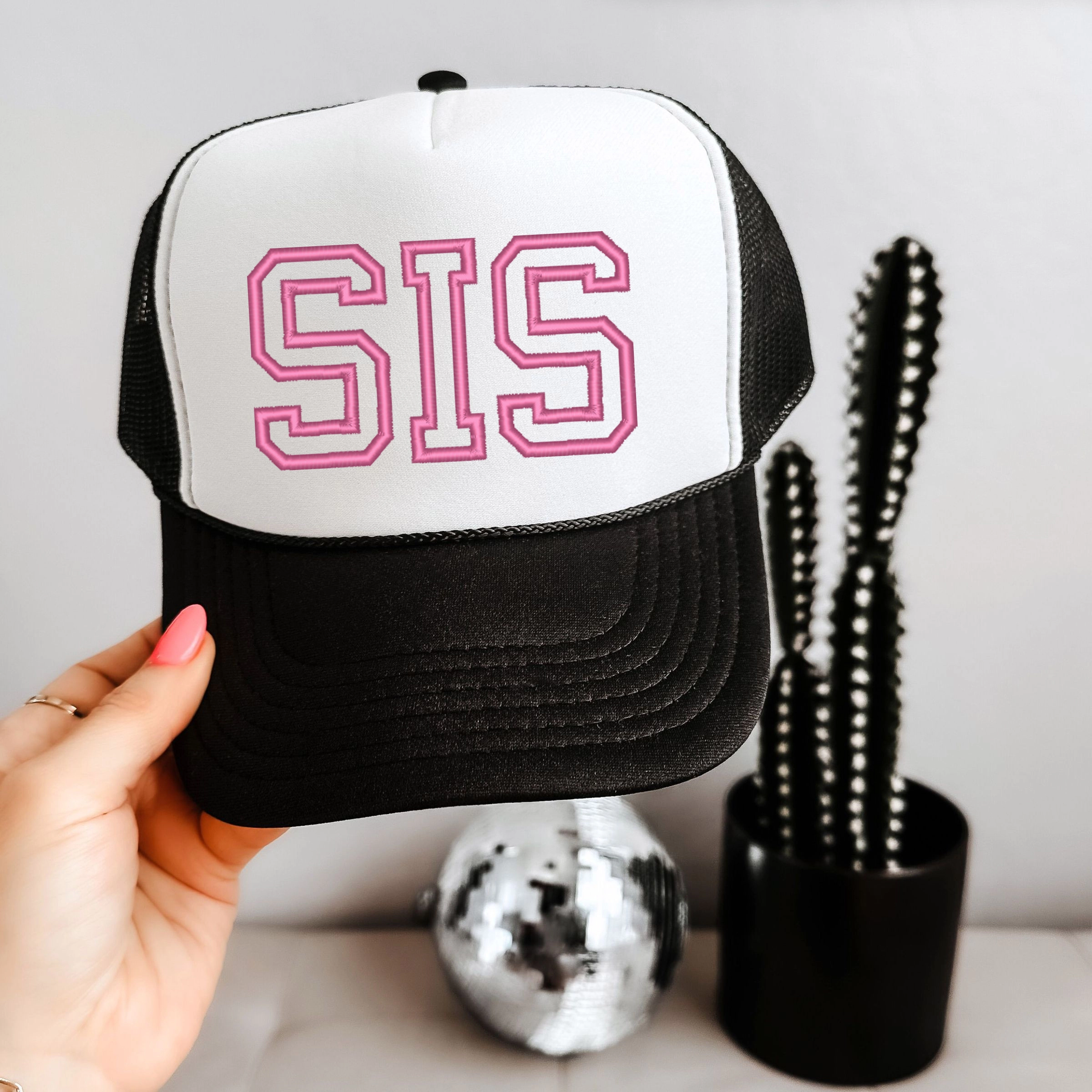 The Juniper Shop - Embroidered Sis Outline Youth Graphic Foam Trucker Hat