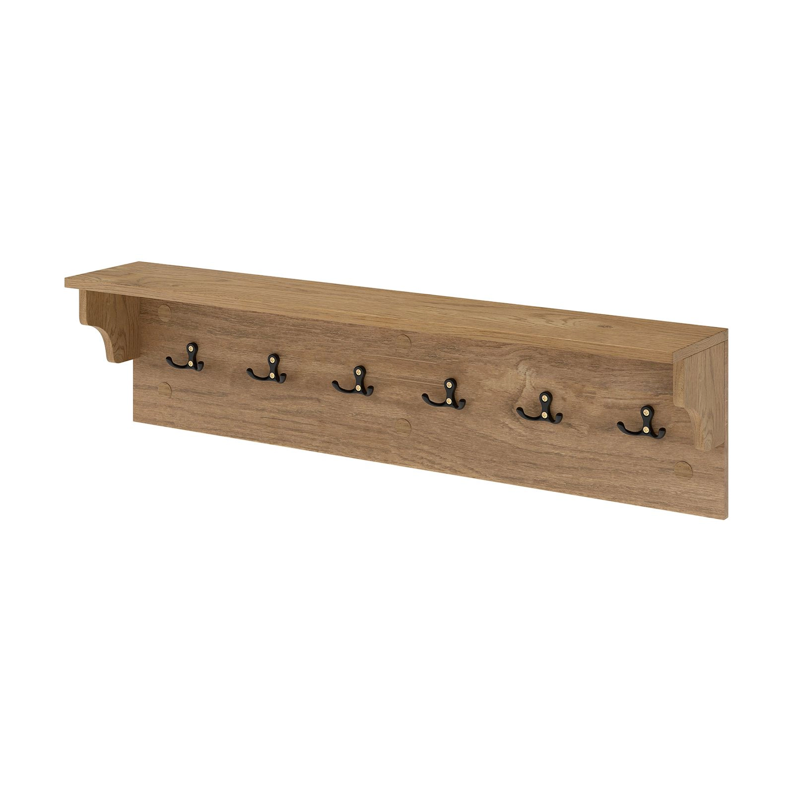 SlickBlue 31.5 Inch Wall Shelf with Hooks Wooden Coat Rack for Entryway
