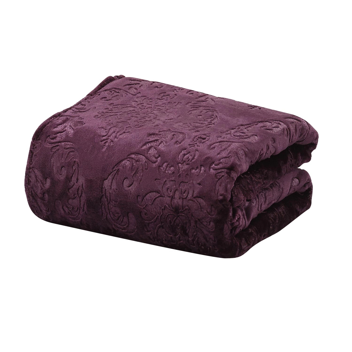 Plazatex Versailles Embossed Decorative Super Soft Throw Blanket for Sleep/Decor 2 Pack 50" x 60" Plum
