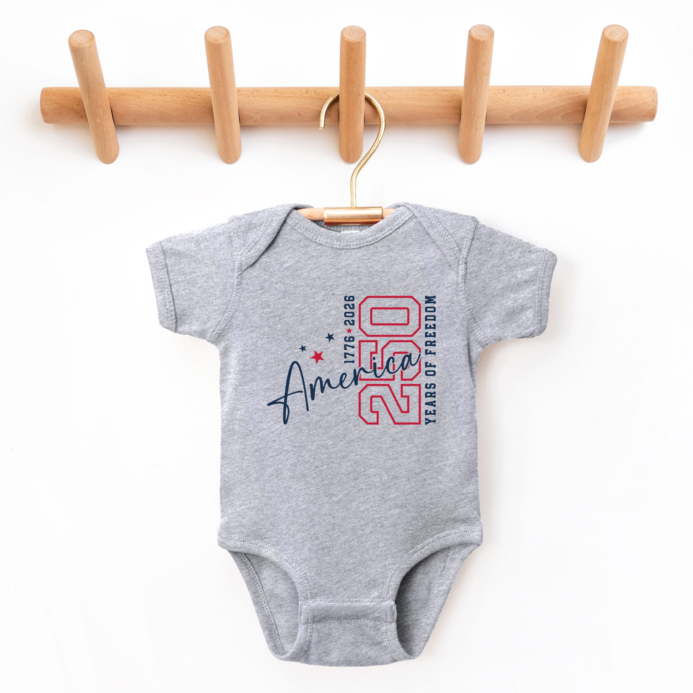 The Juniper Shop - America 250 Years of Freedom Outline Baby Short Sleeve Graphic Bodysuit