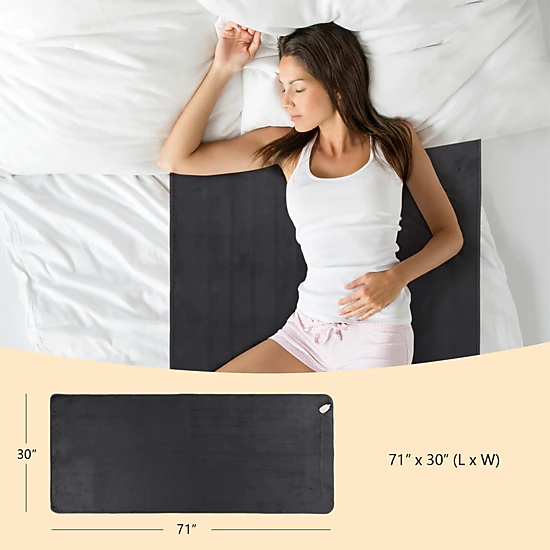 SUGIFT Twin Size 5 Heat Levels 8-Hour Auto Off Flannel Electric Heated Mattress Pad 71-in x 30-in 120V 71W Gray