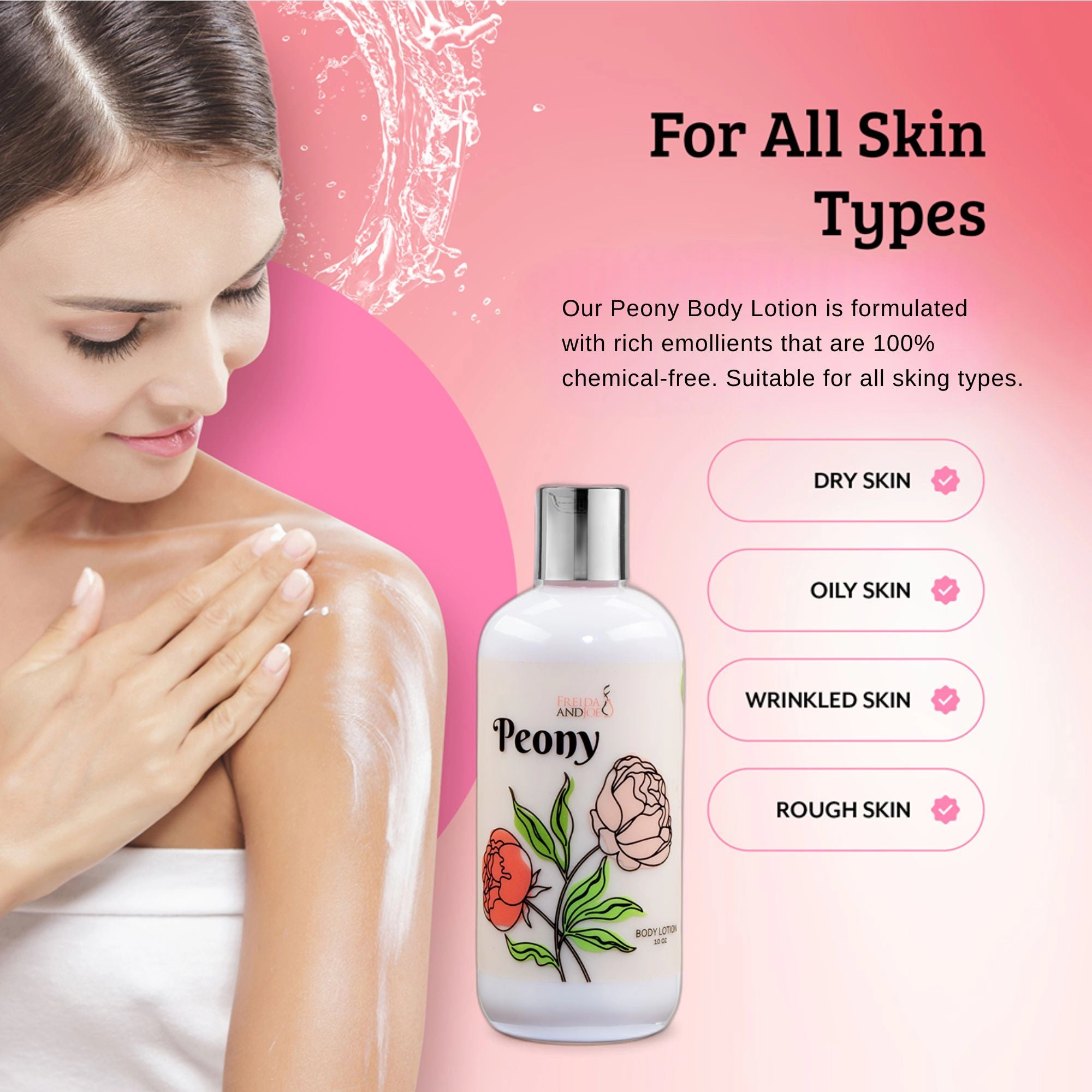 Freida and Joe Women Peony Fragrance Body Lotion in 10oz Bottle