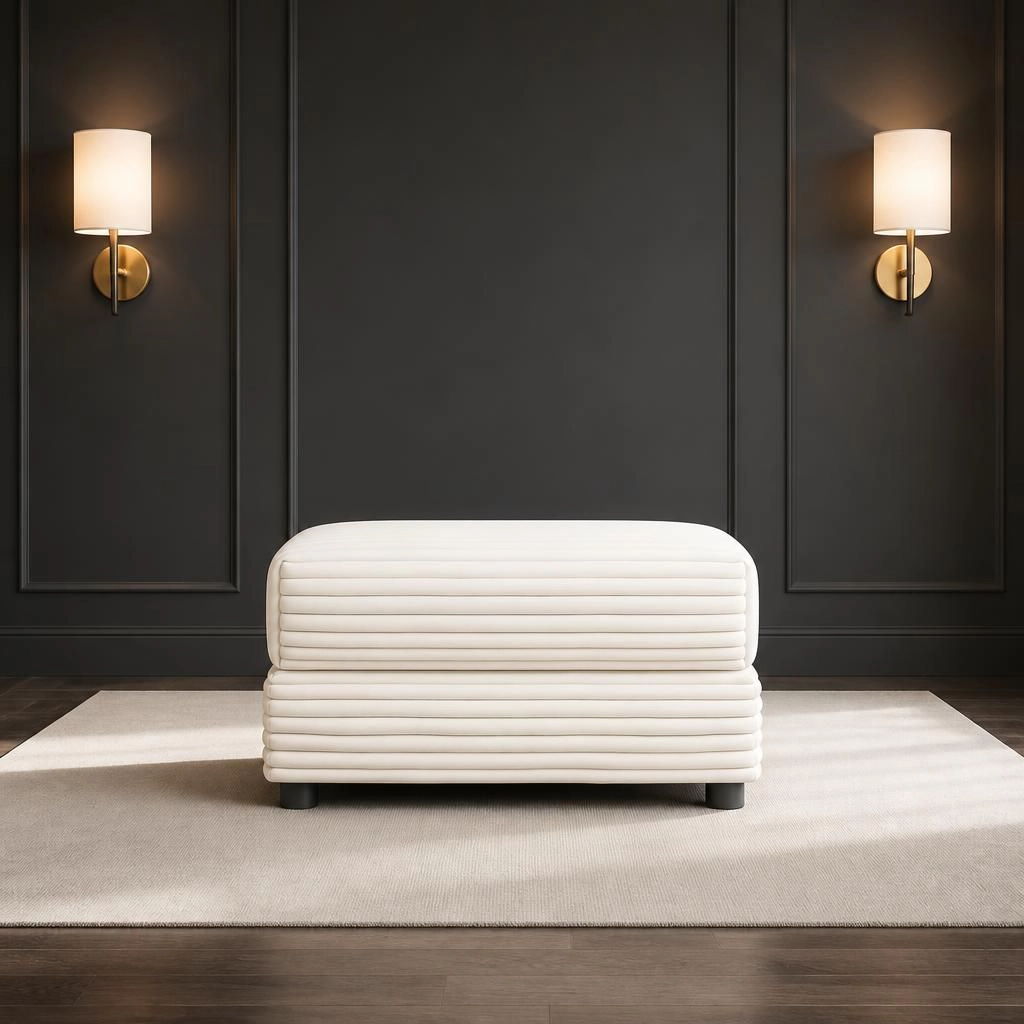 GOODSILO Upholstered Corduroy Rectangular Ottoman Versatile Footrest
