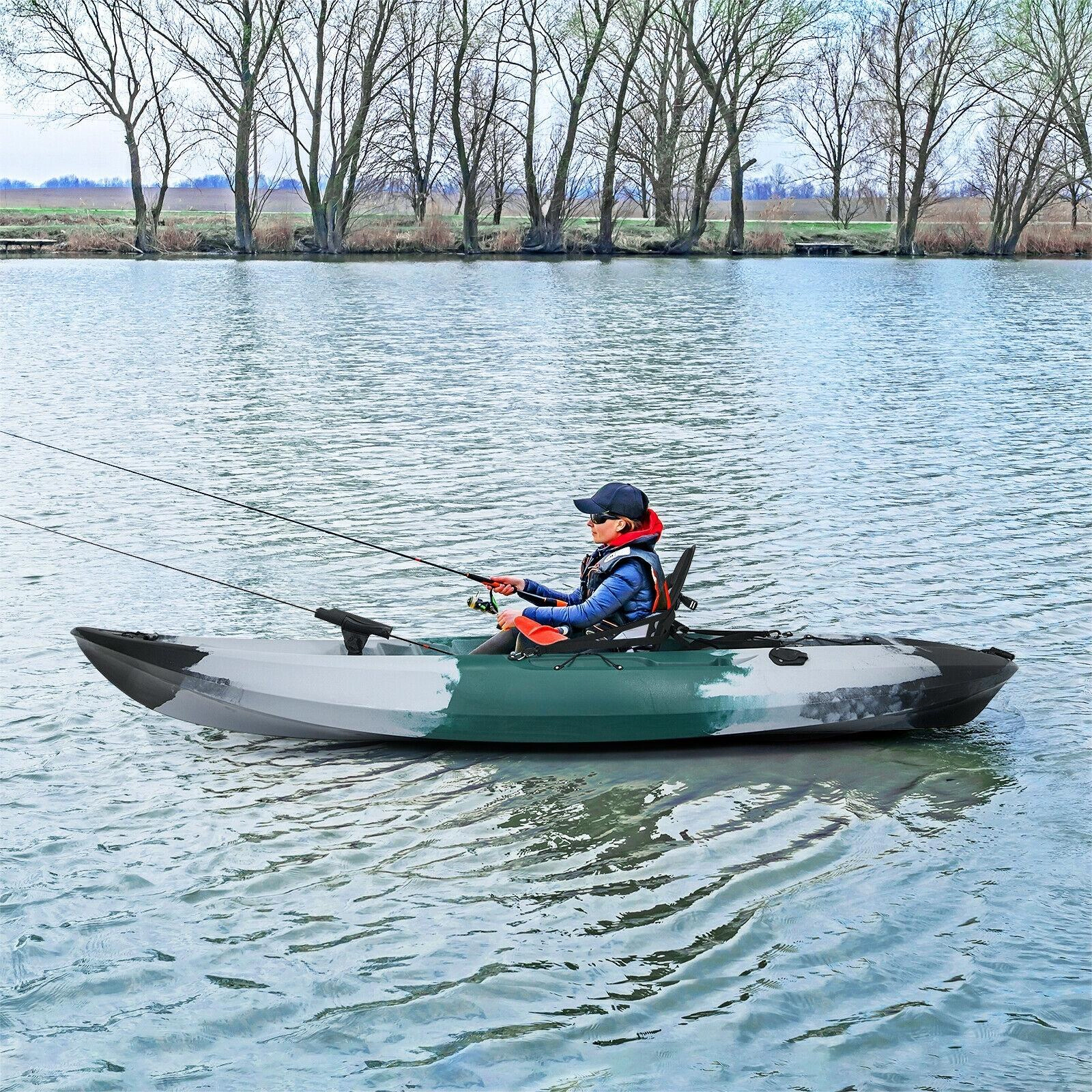 SUGIFT 9.7-ft 276-lb Capacity Sit-on-Top Kayak with 4 Rod Holders Padded Seat and Aluminum Paddle