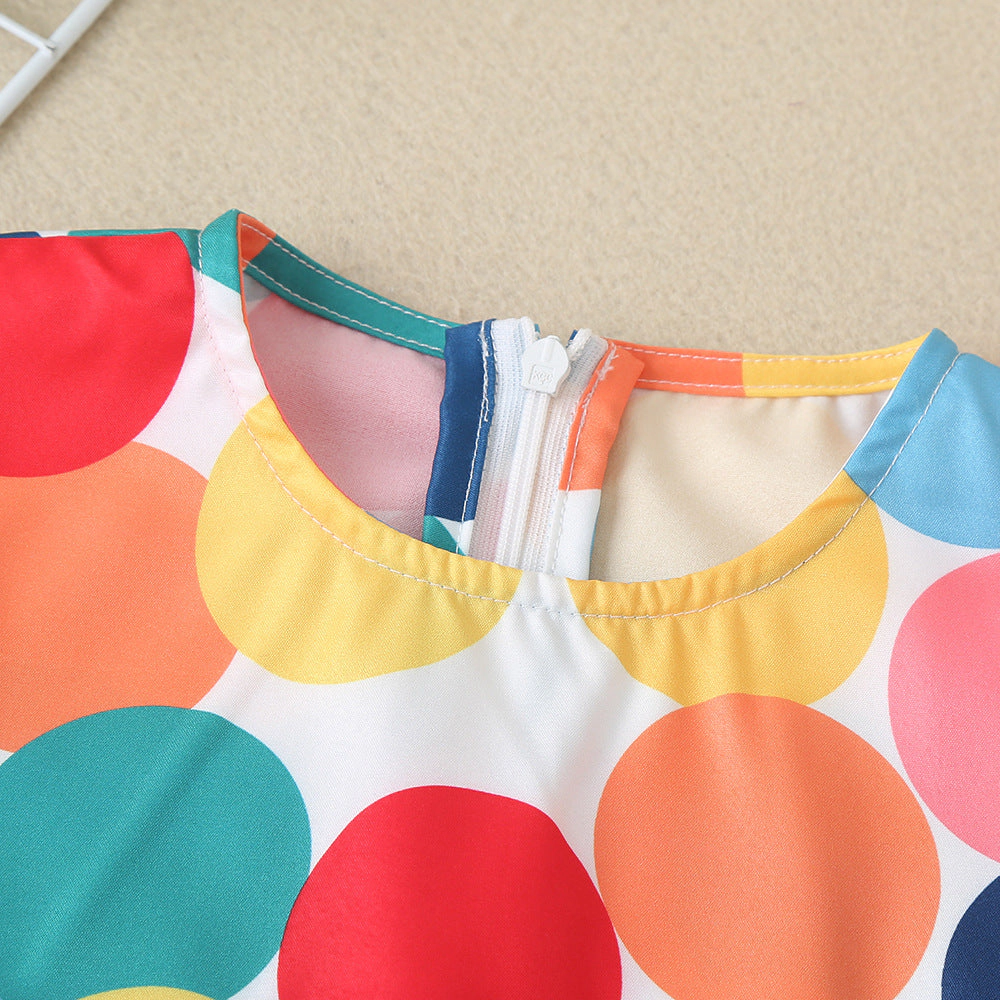 MyKids-USA Baby Colorful Polka Dot Pattern Butterfly Sleeves Cute Dress
