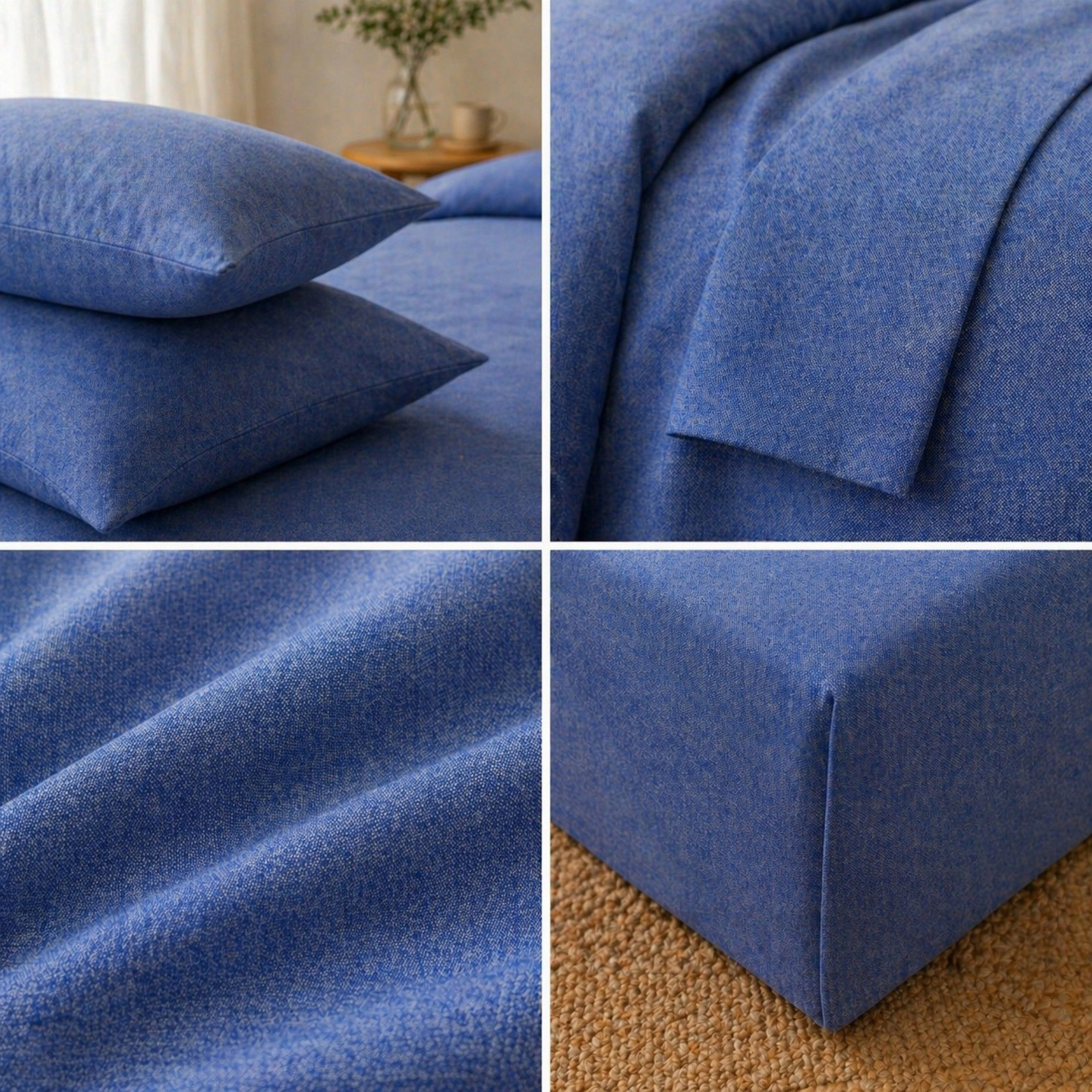 Alilang Unisex 4-Piece Cotton Washed Bedding Set with Duvet Cover Flat Sheet and Pillowcases Textured Woven Finish